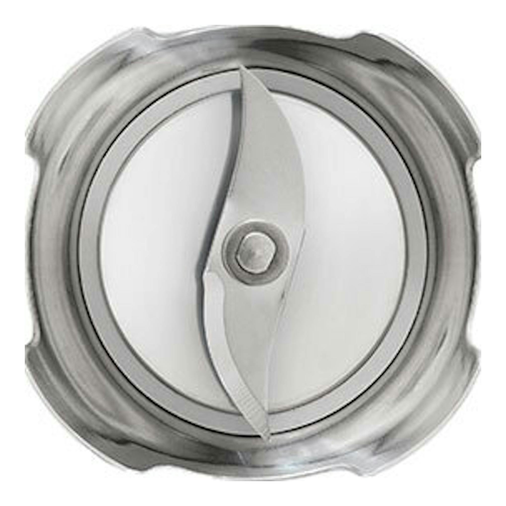 Smeg HBF03WHEU blanco, vista superior del accesorio de cuchillas metálico de una batidora de mano.