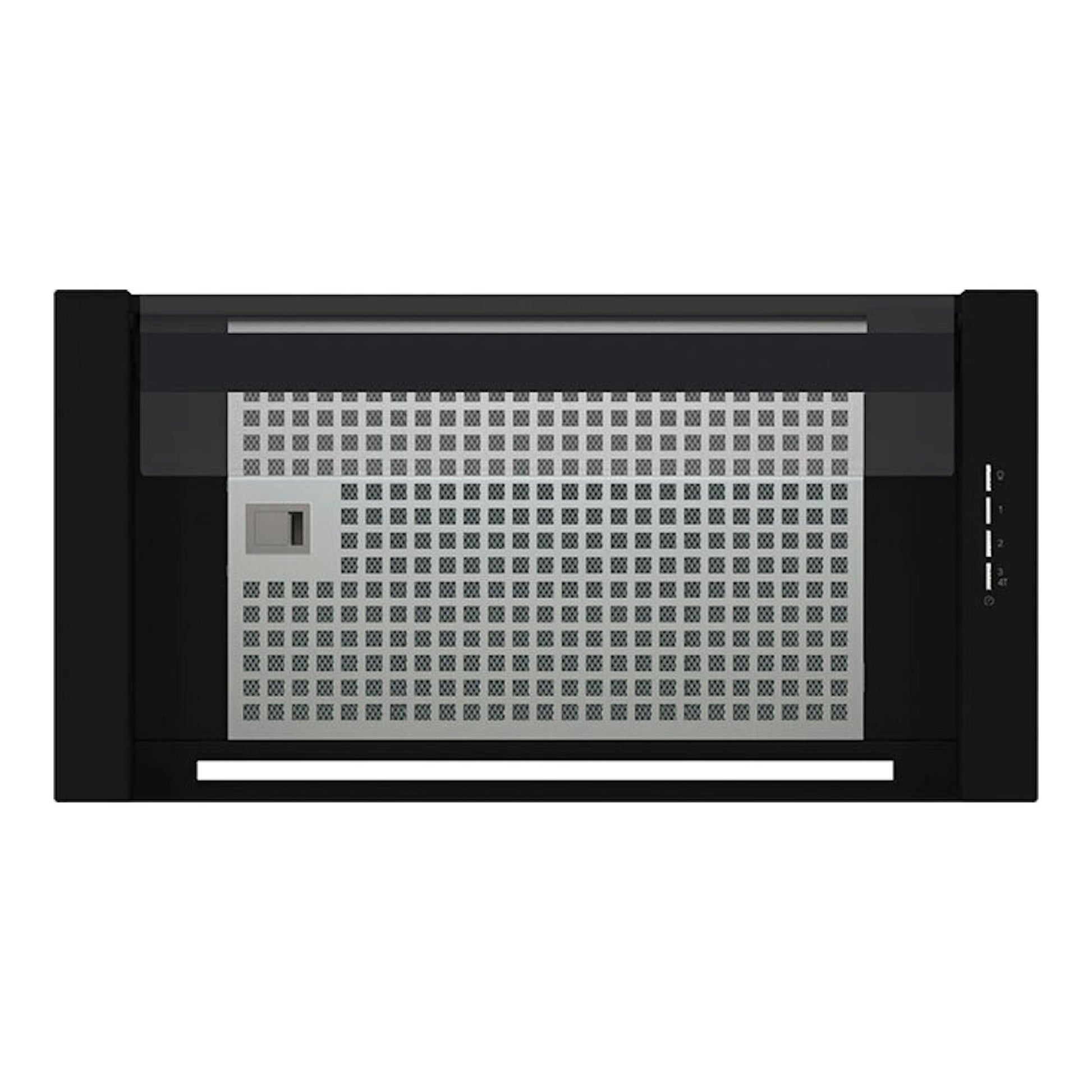 Campana integrable Cata Corona/C en cristal negro de 60 cm, vista frontal.