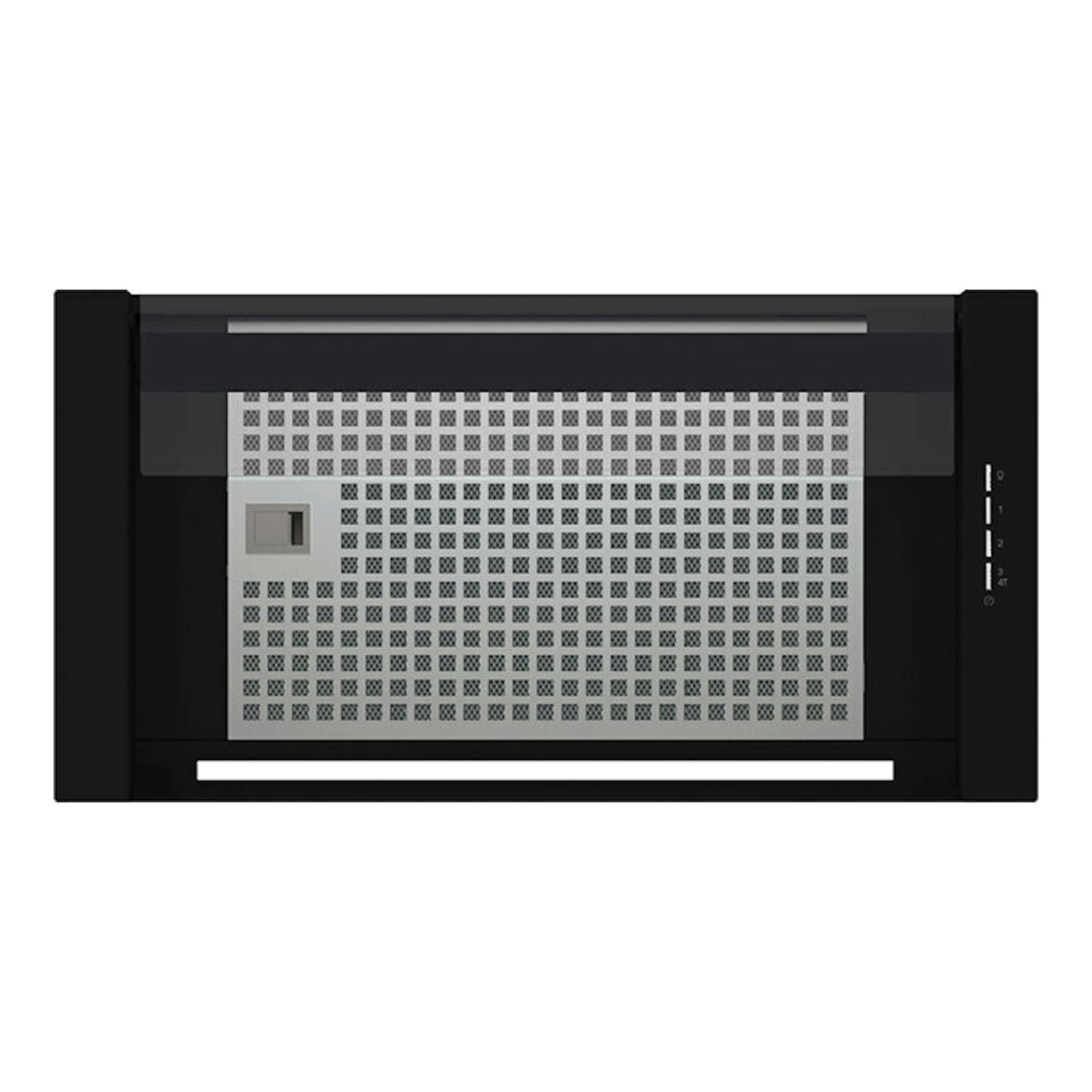 Campana integrable Cata Corona/C en cristal negro de 60 cm, vista frontal.