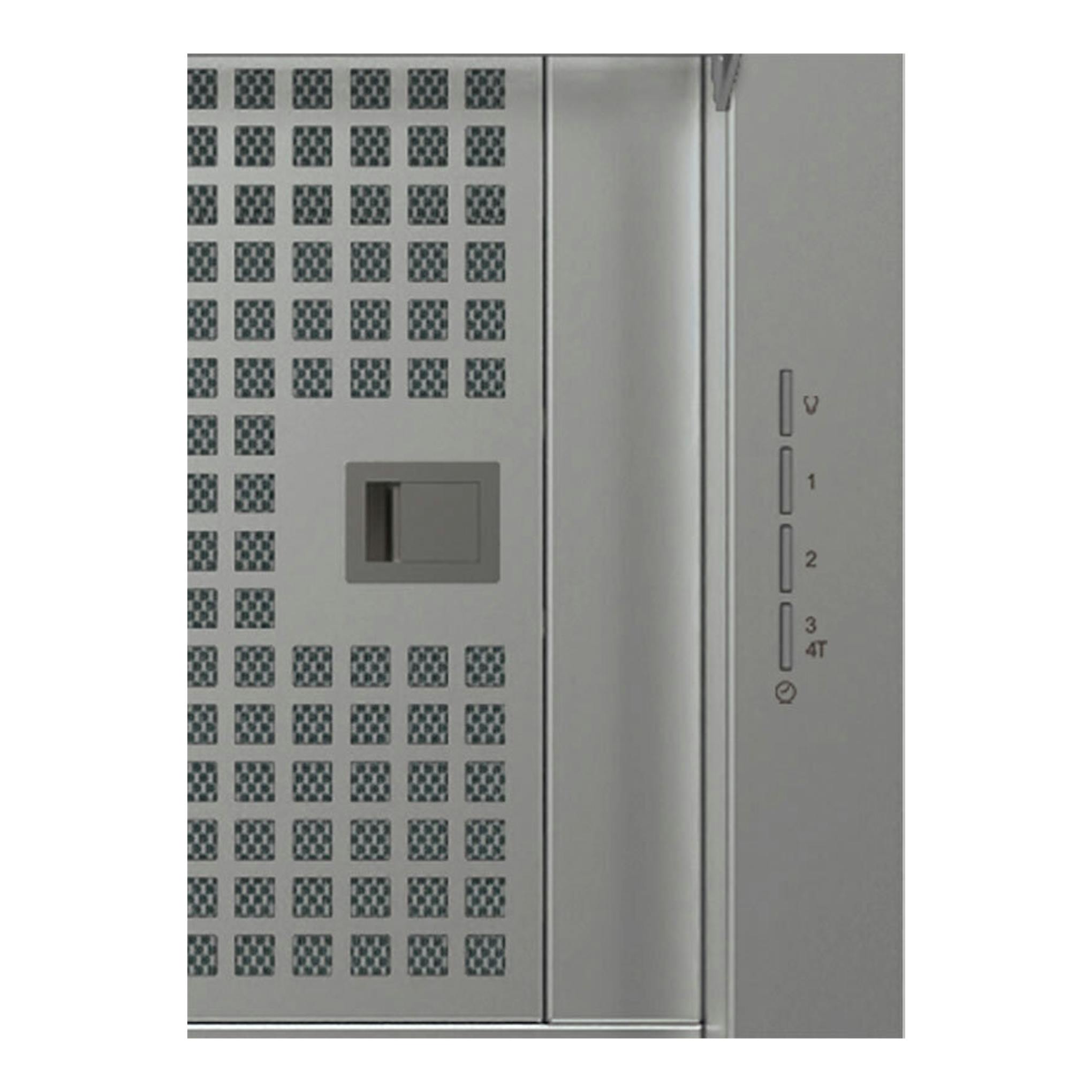Campana integrable Cata Corona/C Inox, vista frontal en acero inoxidable con controles de velocidad.