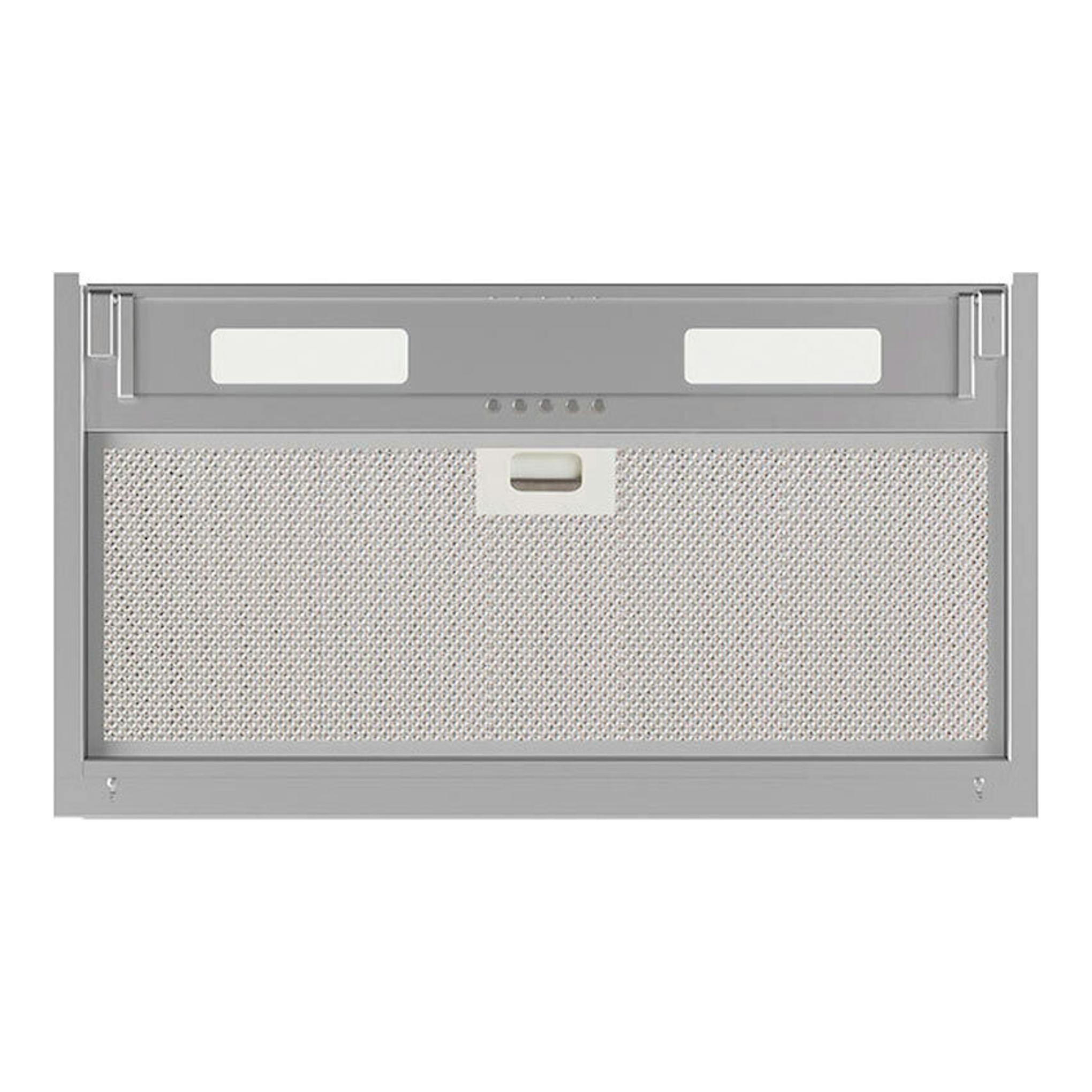 Campana integrable Cata Armonia/C Inox 90 cm, vista frontal en acero inoxidable con filtros metálicos.
