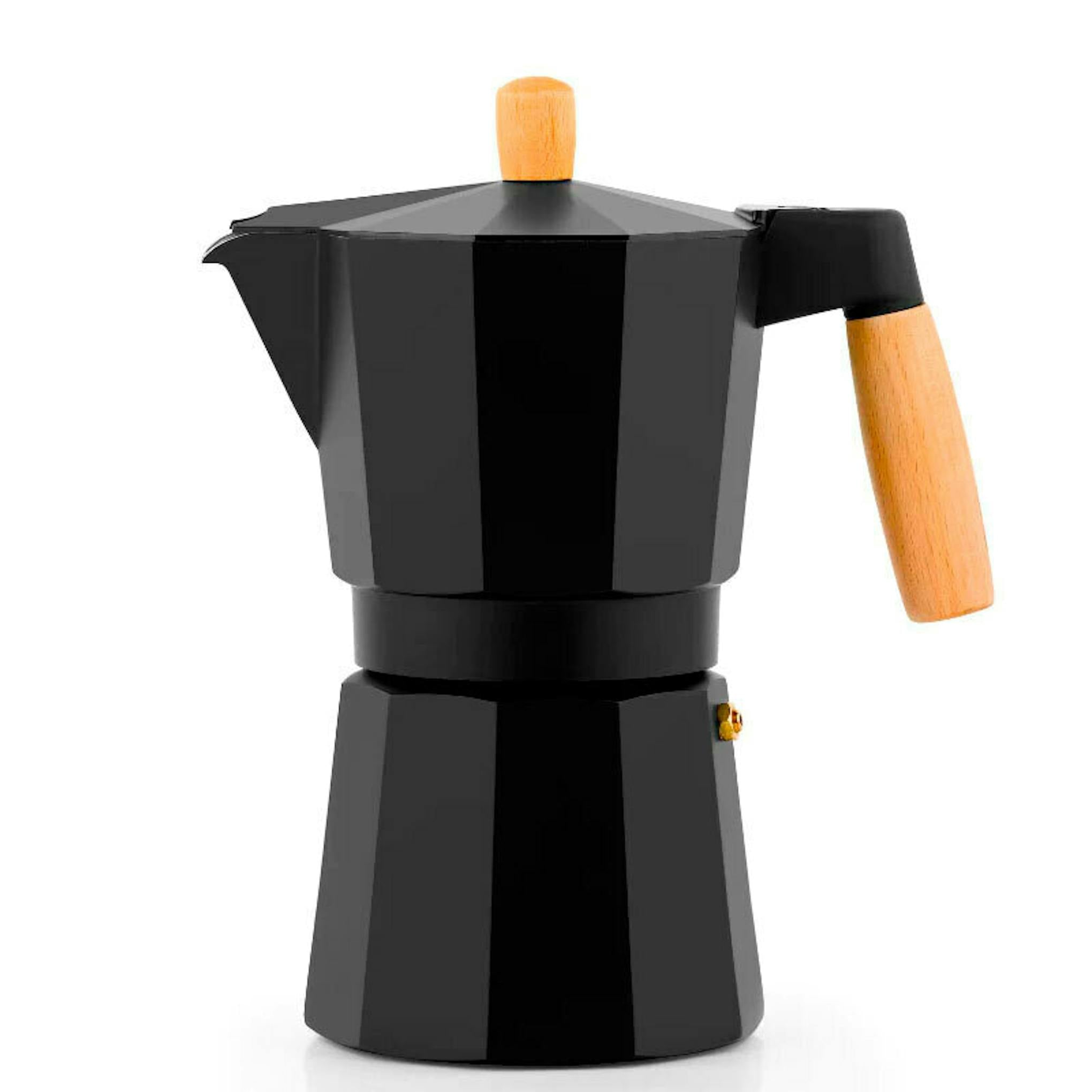 Cafetera Bra Market de 9 tazas negra con asa de madera