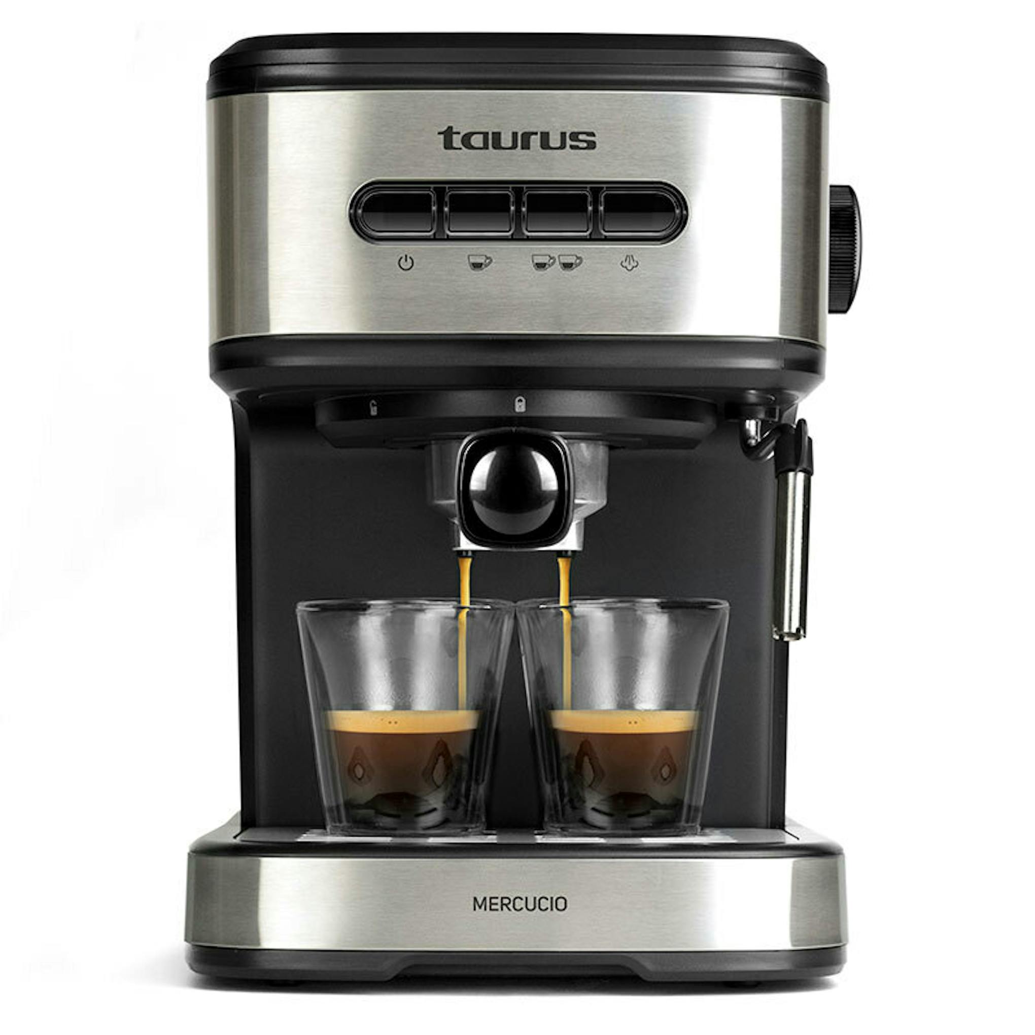 Cafetera expresso Taurus Mercucio negra y acero inoxidable