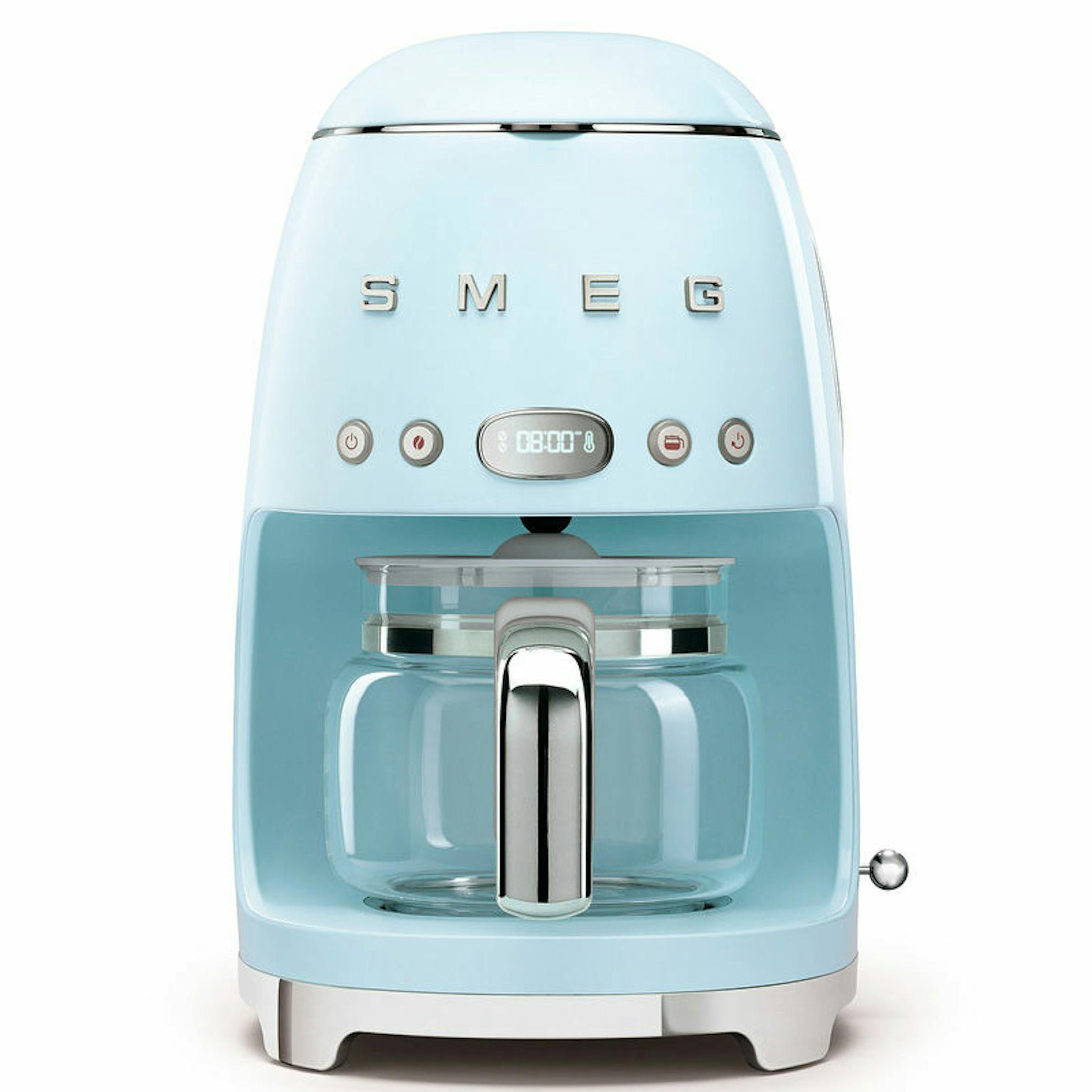 Cafetera de goteo Smeg DCF02PBEU azul pastel con jarra de vidrio