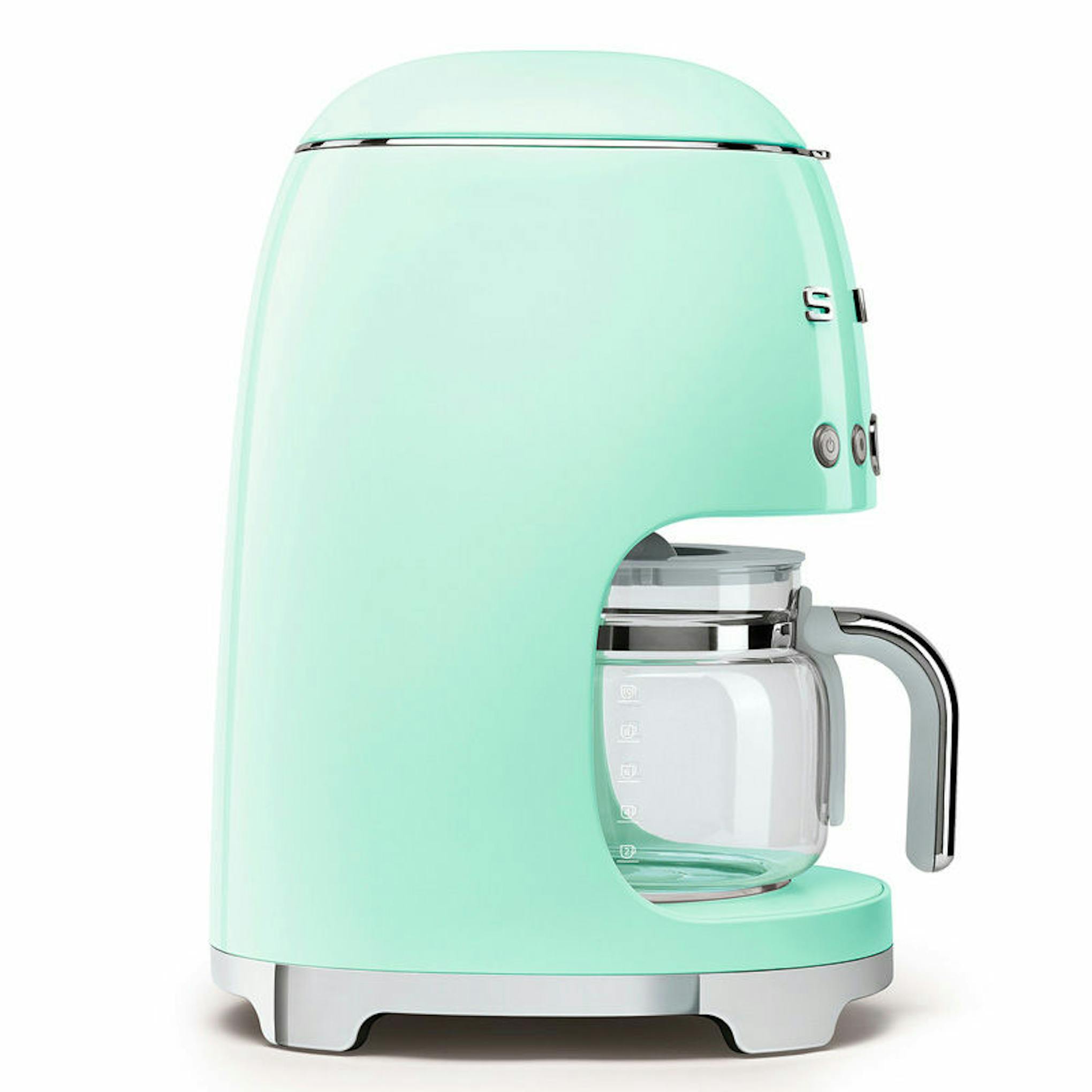 Cafetera de goteo Smeg DCF02PGEU verde pastel con jarra de cristal