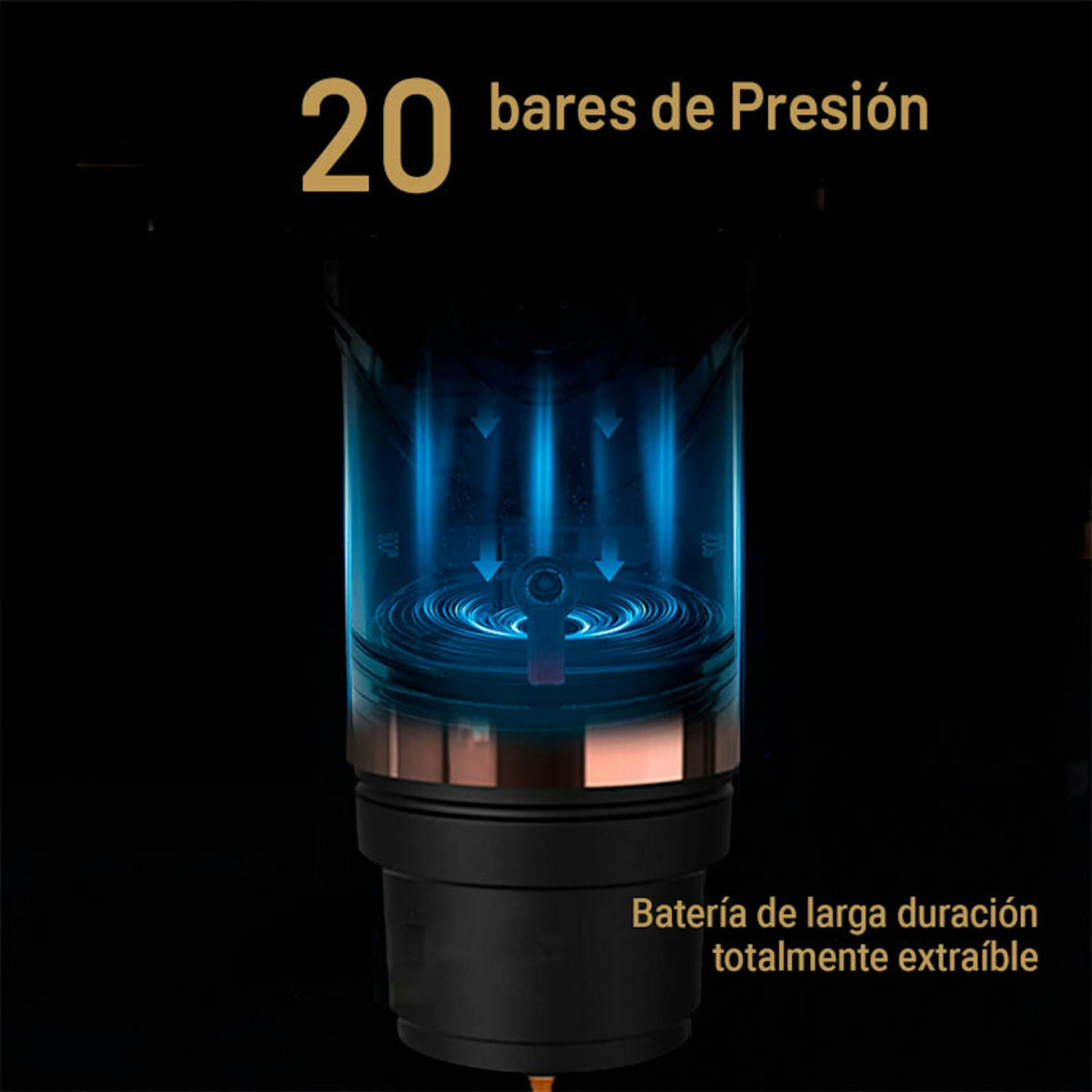 Cafetera portátil Boj Giro negra con 20 bares de presión
