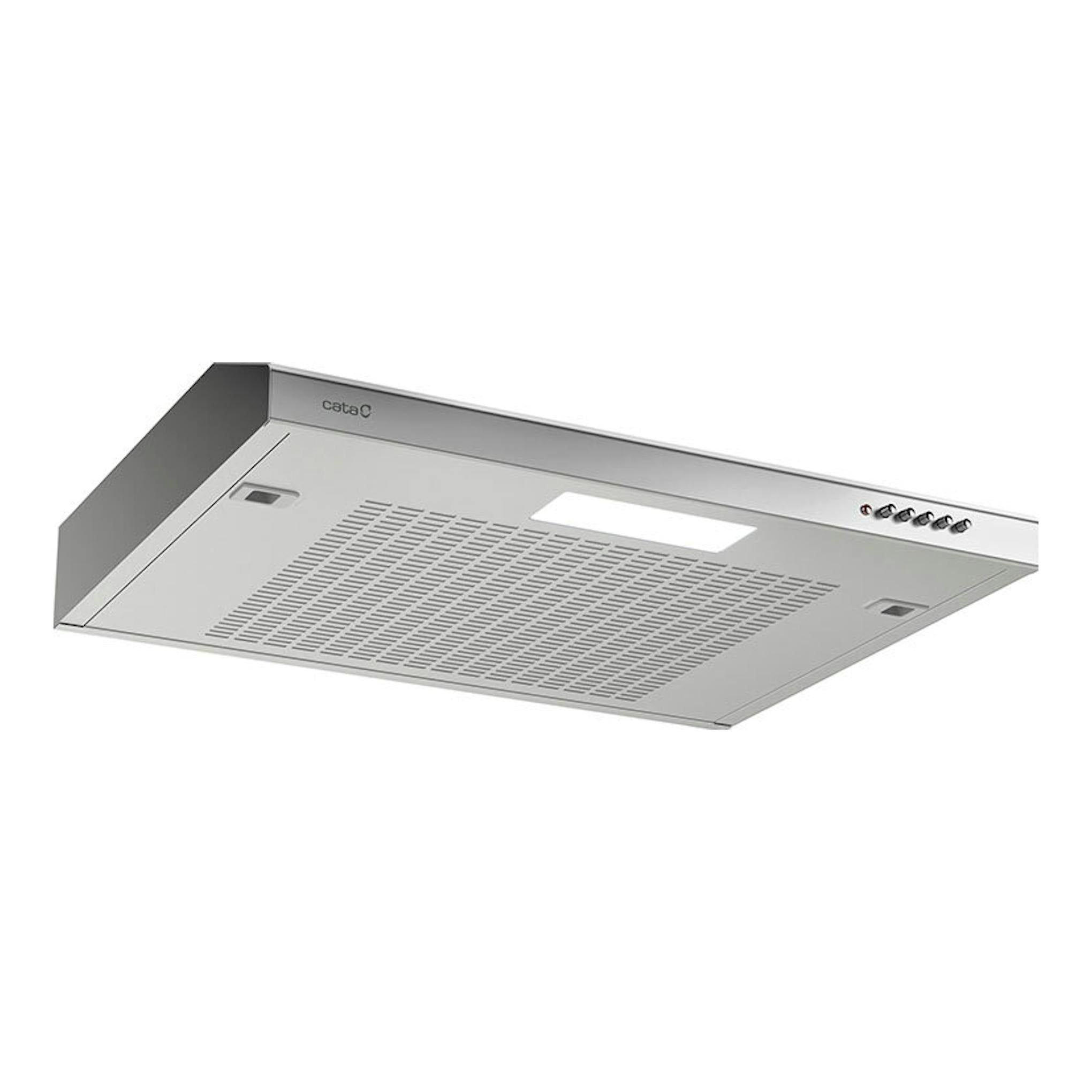 Campana extractora Cata LFK6001 inox, vista inferior en ángulo, color plateado de 60 cm.