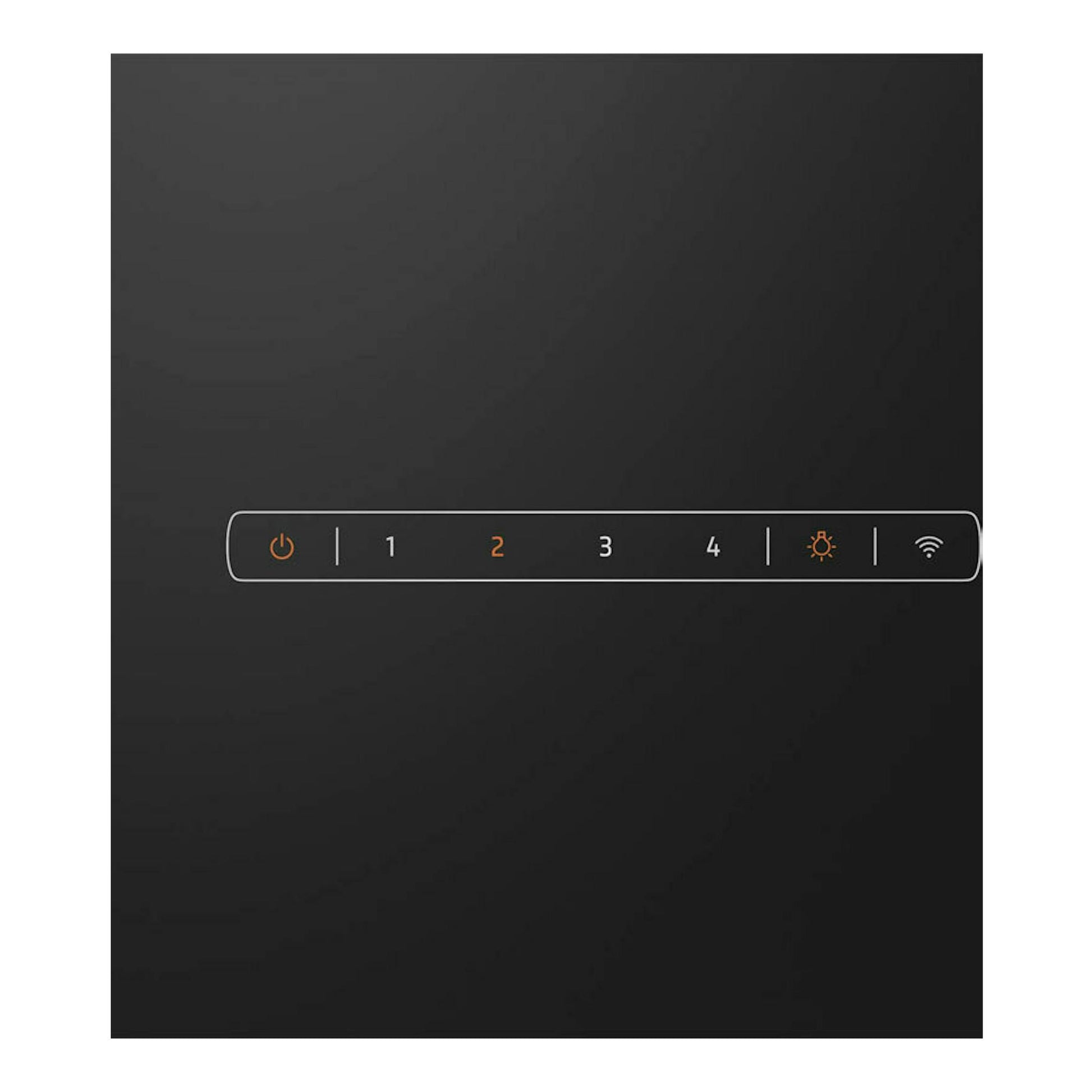 Vista frontal de la campana de pared Balay 3BC587LN, panel táctil negro con niveles 1-4, luz y Wi‑Fi.