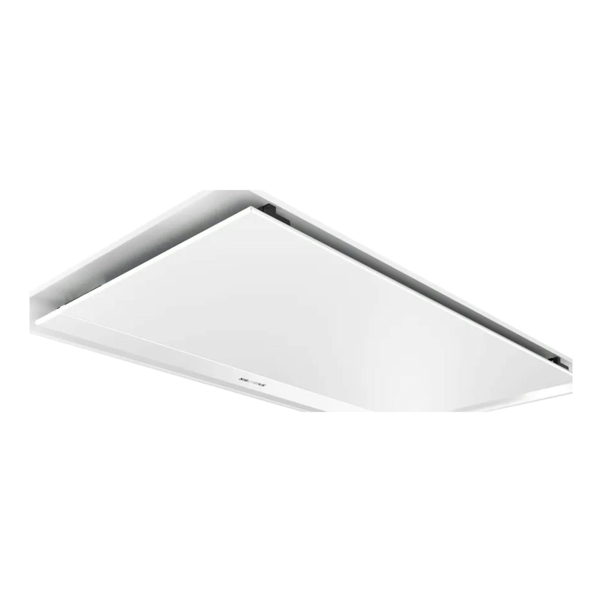 Campana de techo Siemens LR96CAQ20 blanca, vista inferior en ángulo, rectangular.