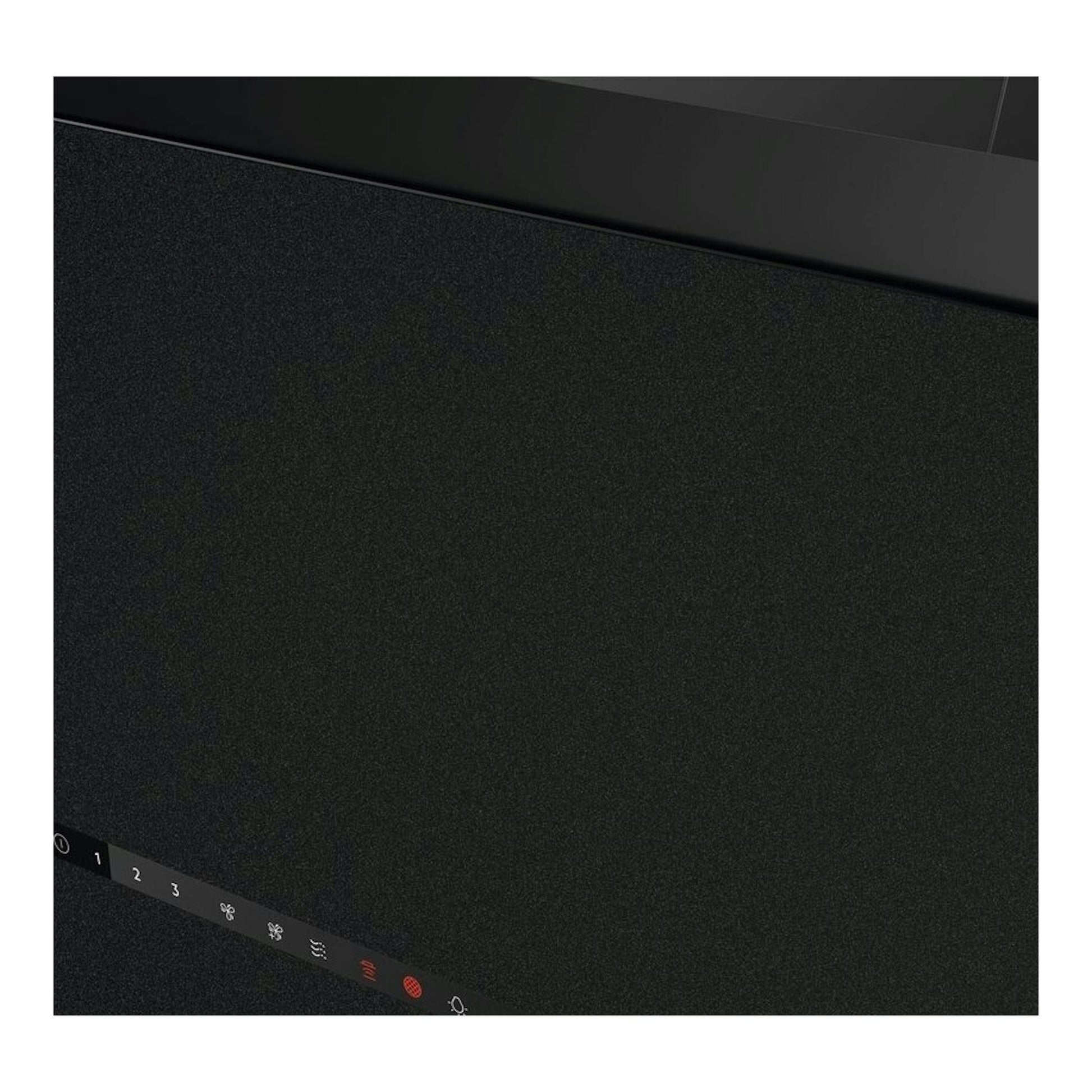 Campana decorativa AEG GV77D81SZ negra, vista frontal inclinada, con panel de control táctil.