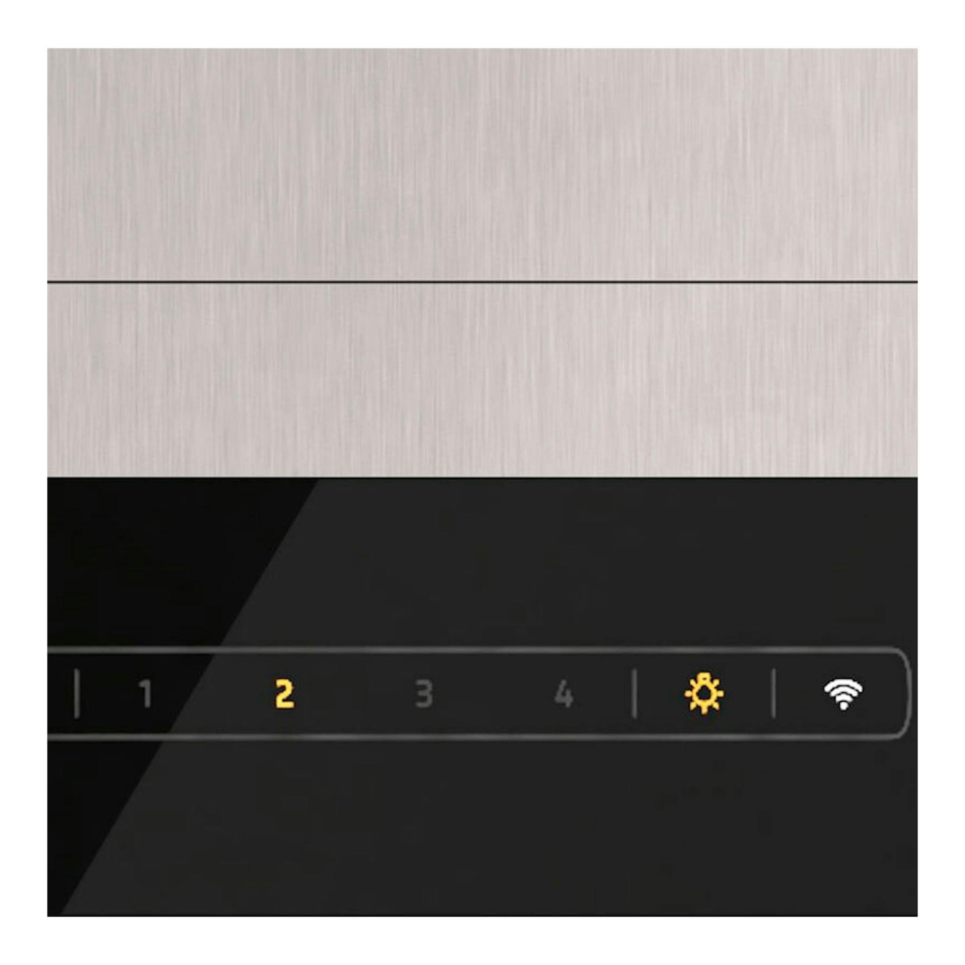 Campana Balay 3BC897GX de inox, vista frontal parcial, panel táctil negro con niveles 1-4, luz y Wi‑Fi.