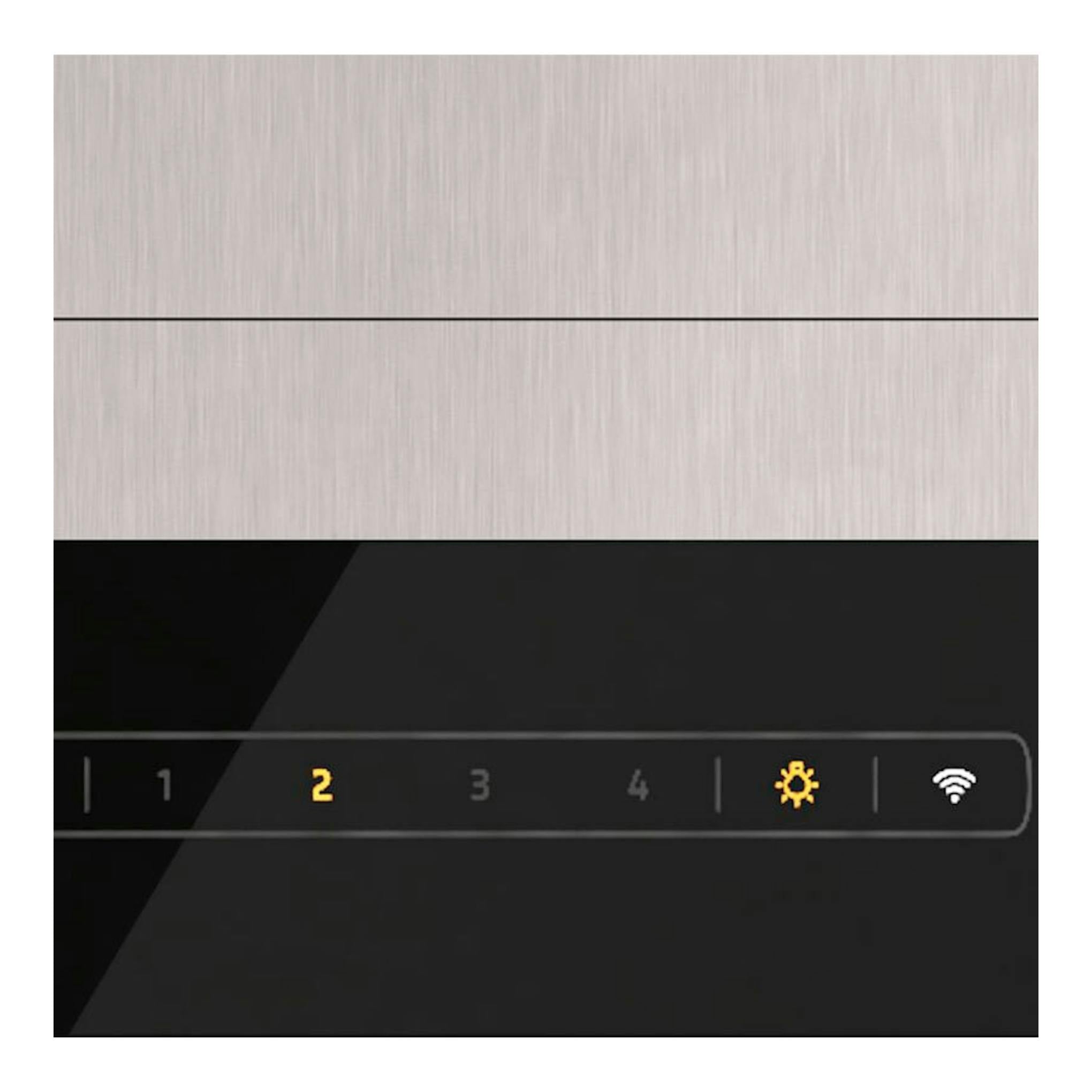 Campana Balay 3BC897GX de inox, vista frontal parcial, panel táctil negro con niveles 1-4, luz y Wi‑Fi.