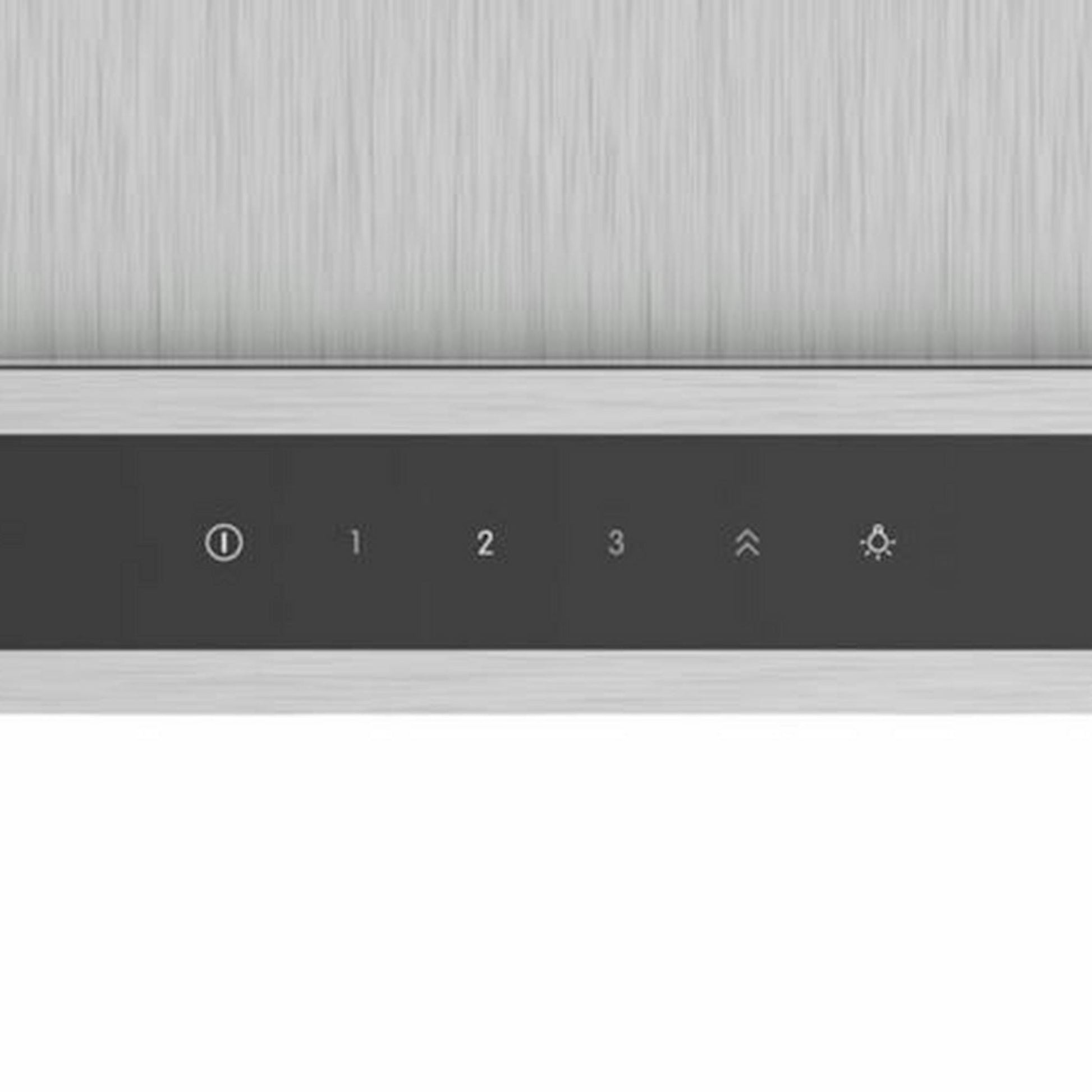 Detalle del panel de control de la campana decorativa Bosch DWB97FM50 Negro
