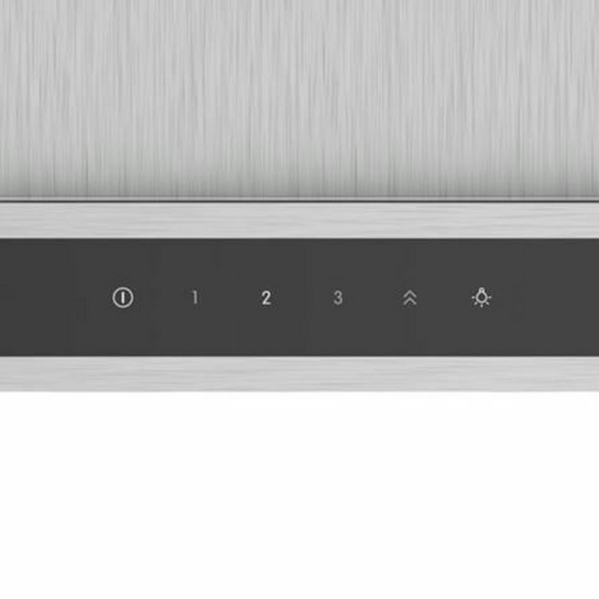 Detalle del panel de control de la campana decorativa Bosch DWB97FM50 Negro