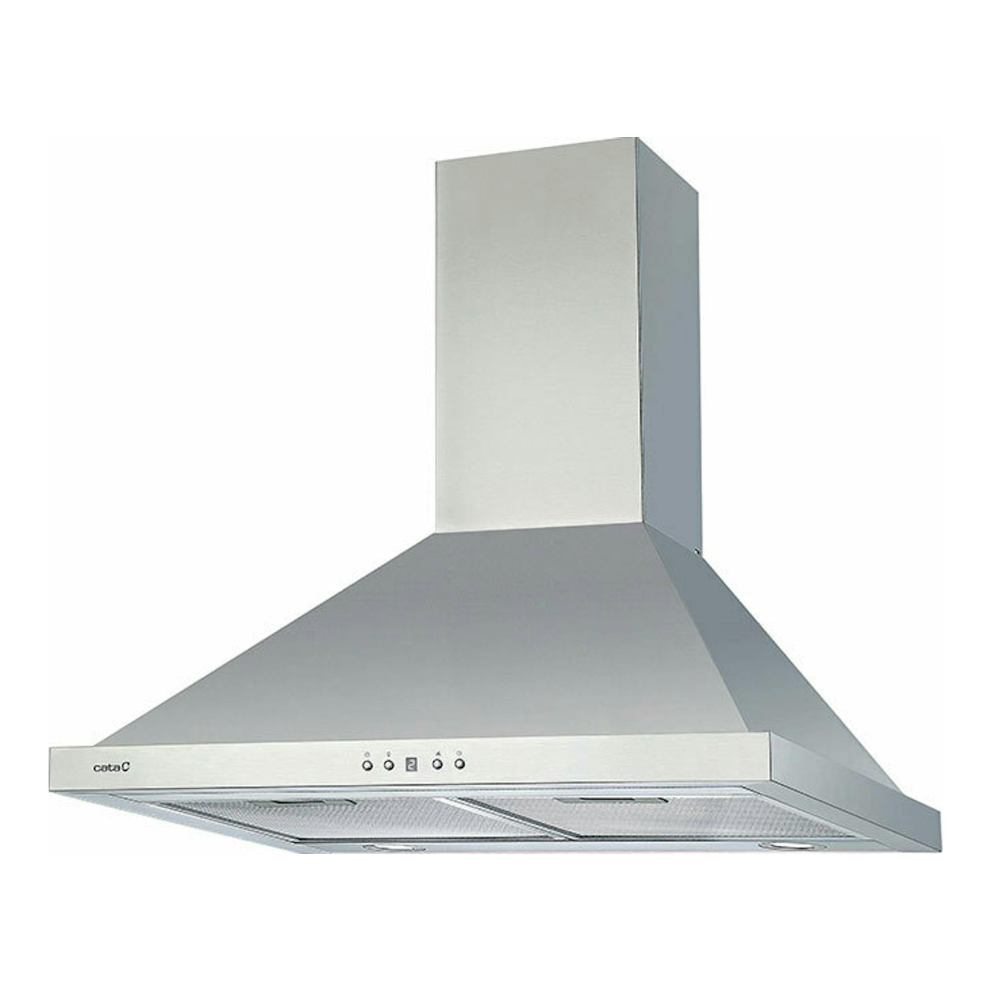 Campana extractora decorativa Cata Beta PRO 7000X inox, vista frontal en ángulo, 70 cm.