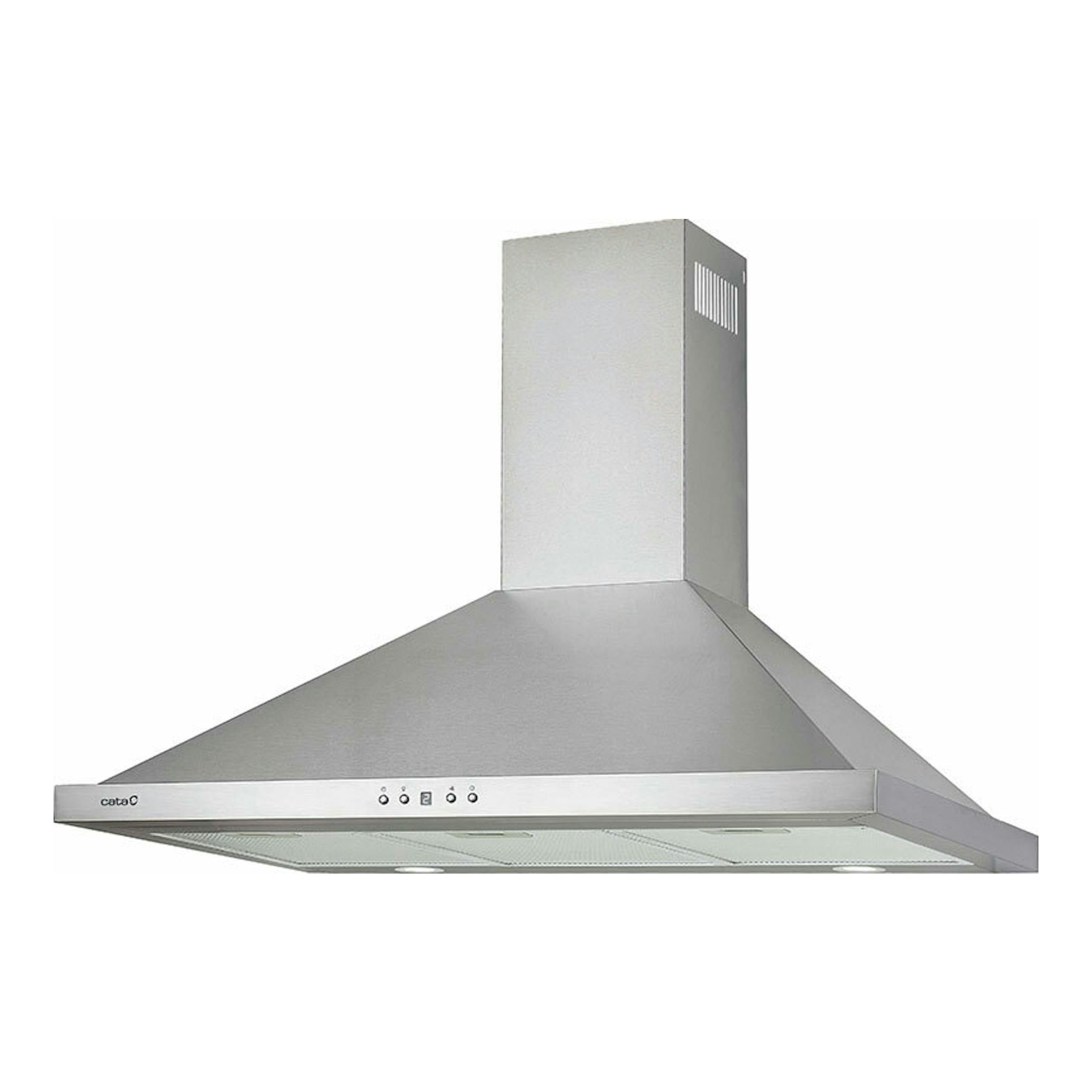 Campana extractora decorativa Cata Beta PRO 9000X en acero inoxidable, vista frontal en ángulo.