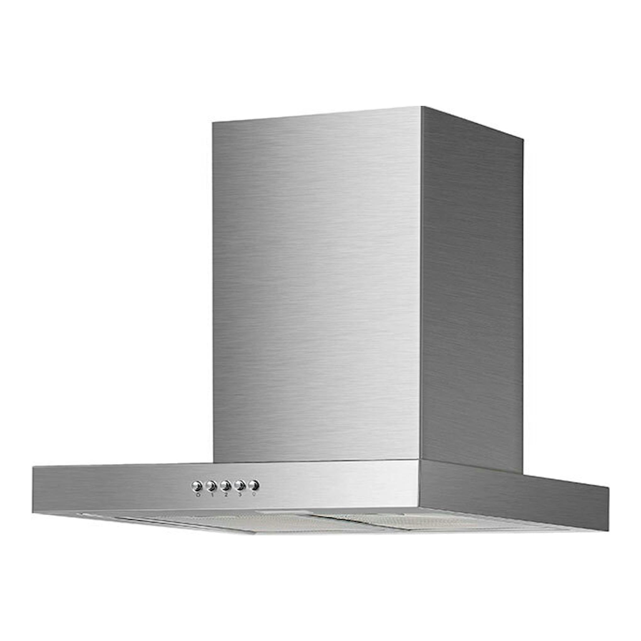 Campana decorativa Cata ST6000X inox, vista frontal en ángulo, acabado acero inoxidable.