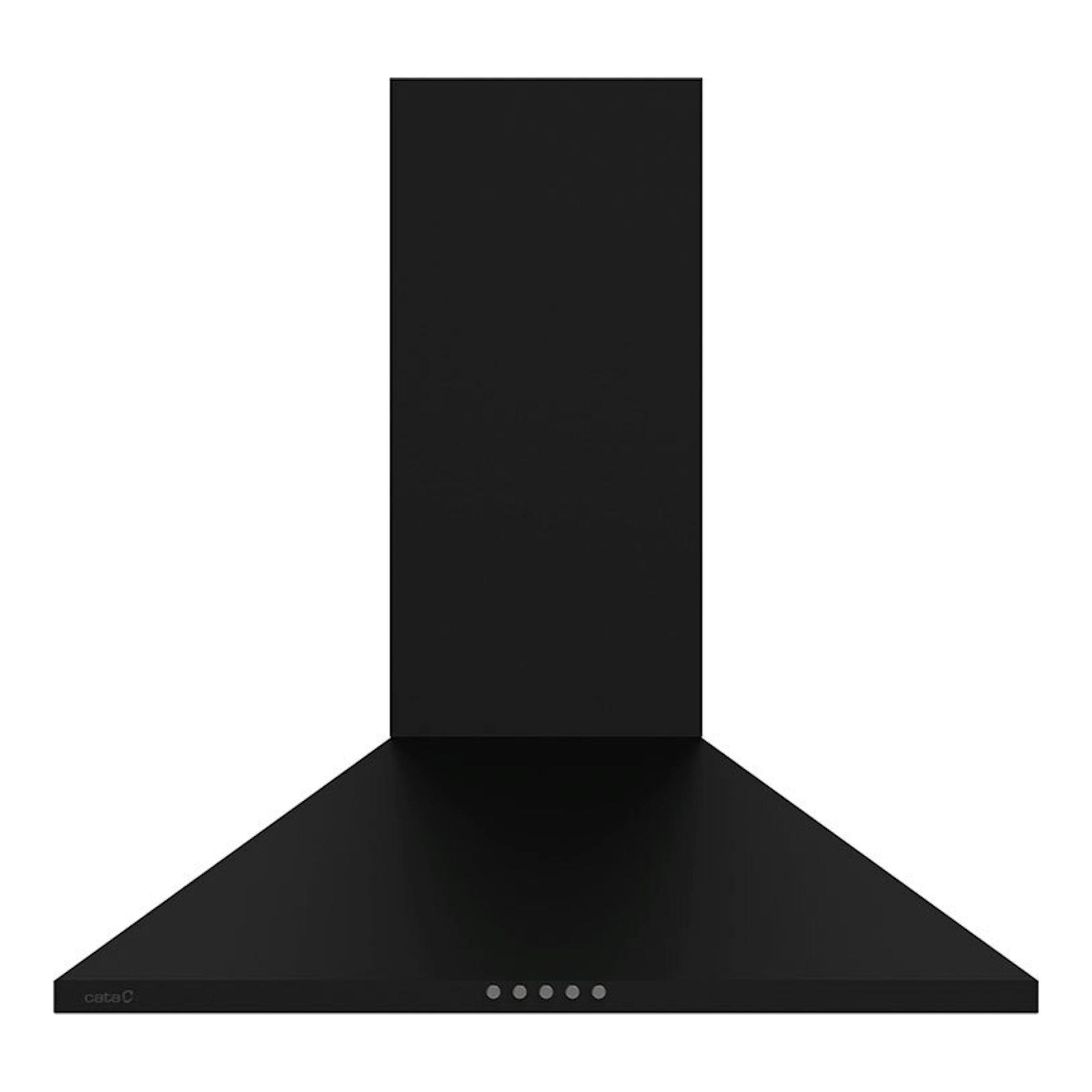 Campana decorativa Cata VK6000BK negra, vista frontal, con chimenea vertical de 60 cm.