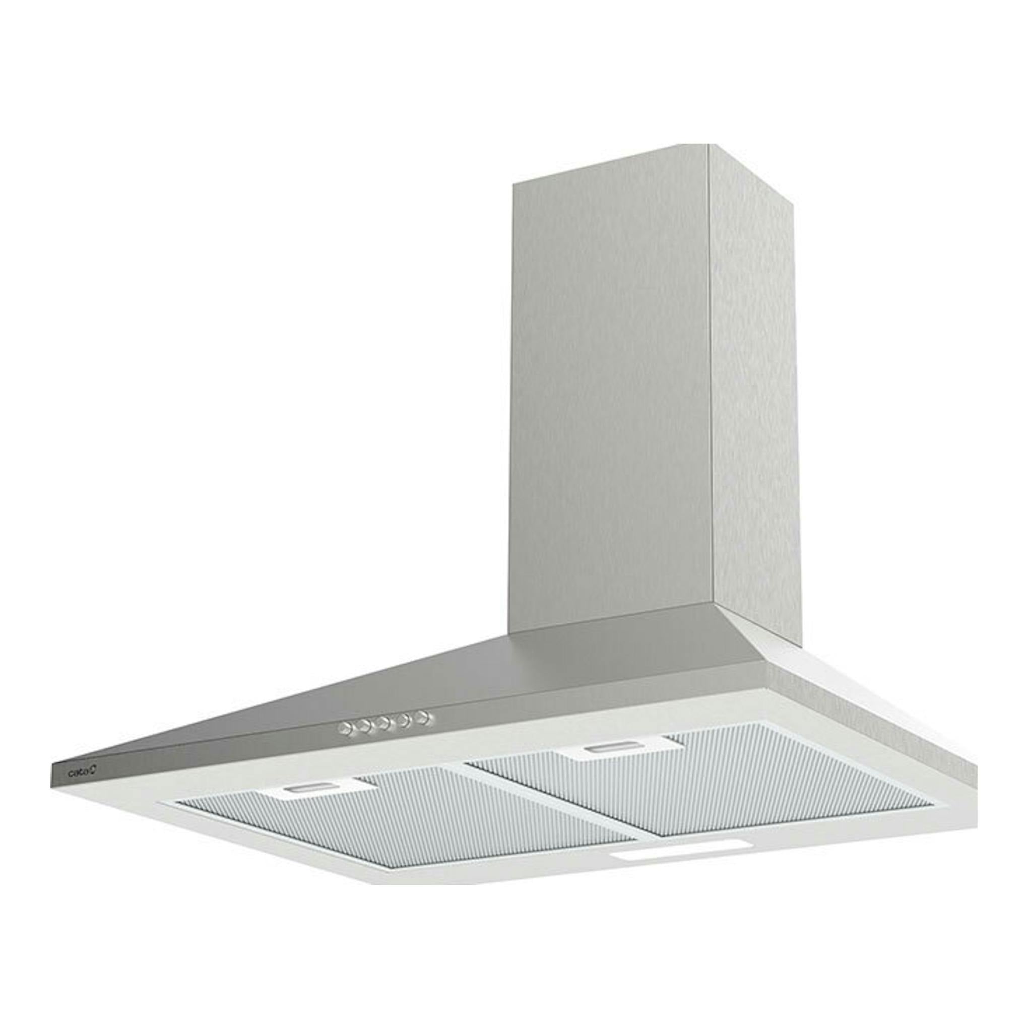 Campana decorativa Cata VK6000X de acero inoxidable, vista frontal inferior, 60 cm