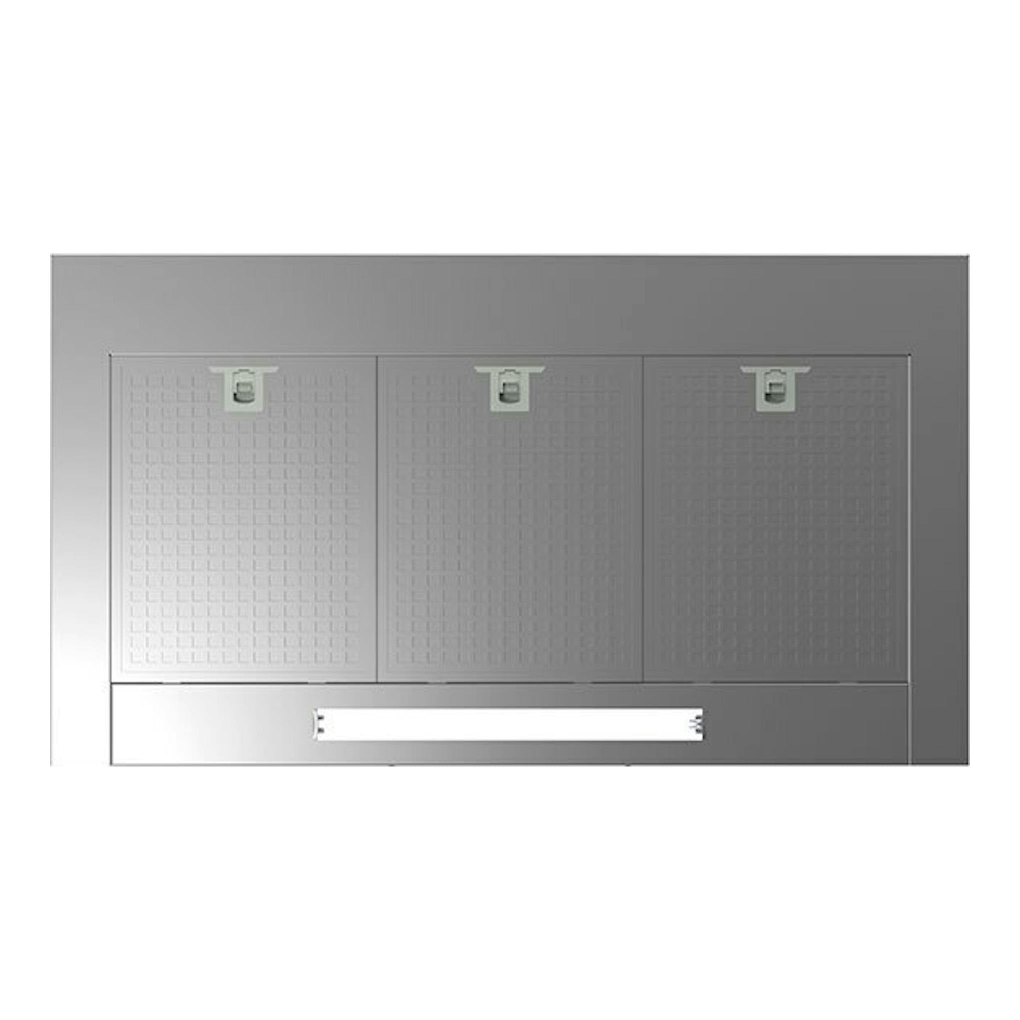 Campana Cata Gala L Inox 90 cm, vista frontal, acero inoxidable gris con tres paneles.