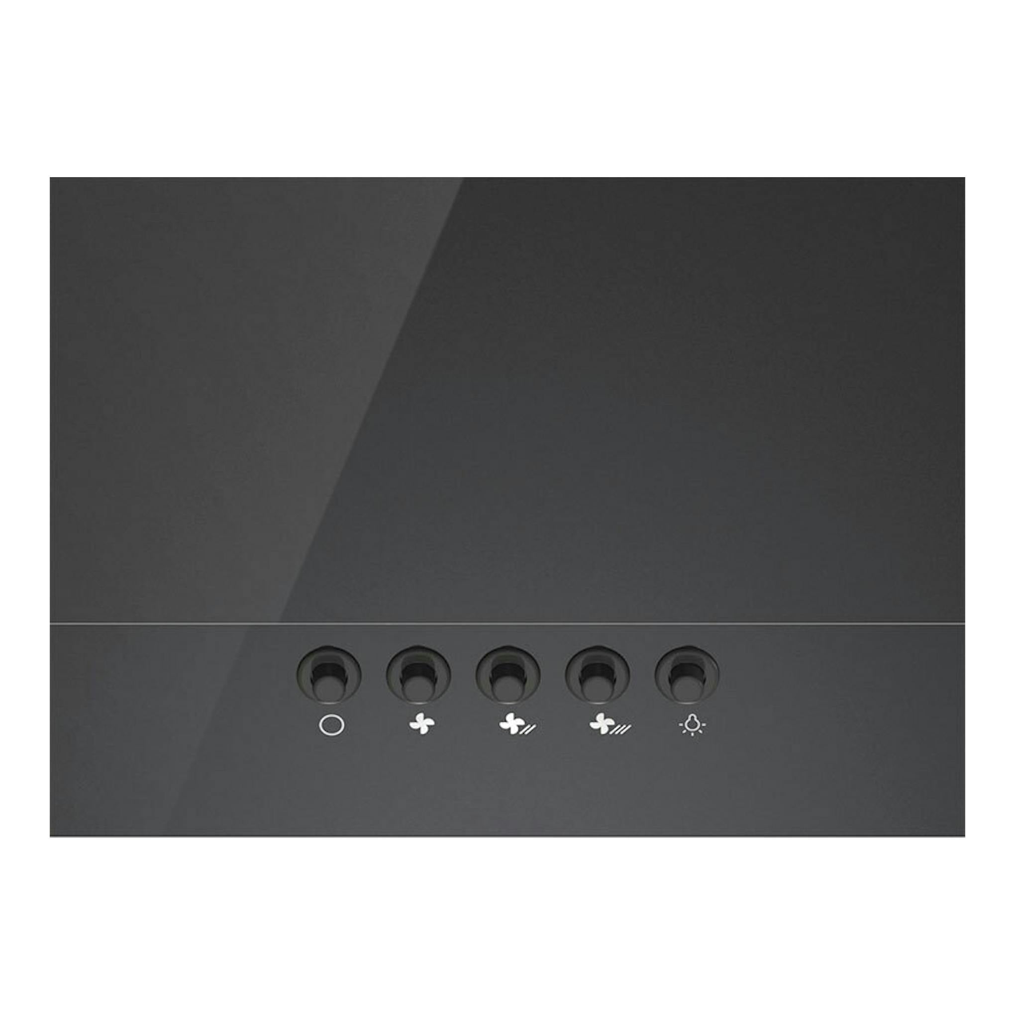 Campana decorativa Hisense CH6IN6BXBG negra, vista frontal de los controles táctiles.