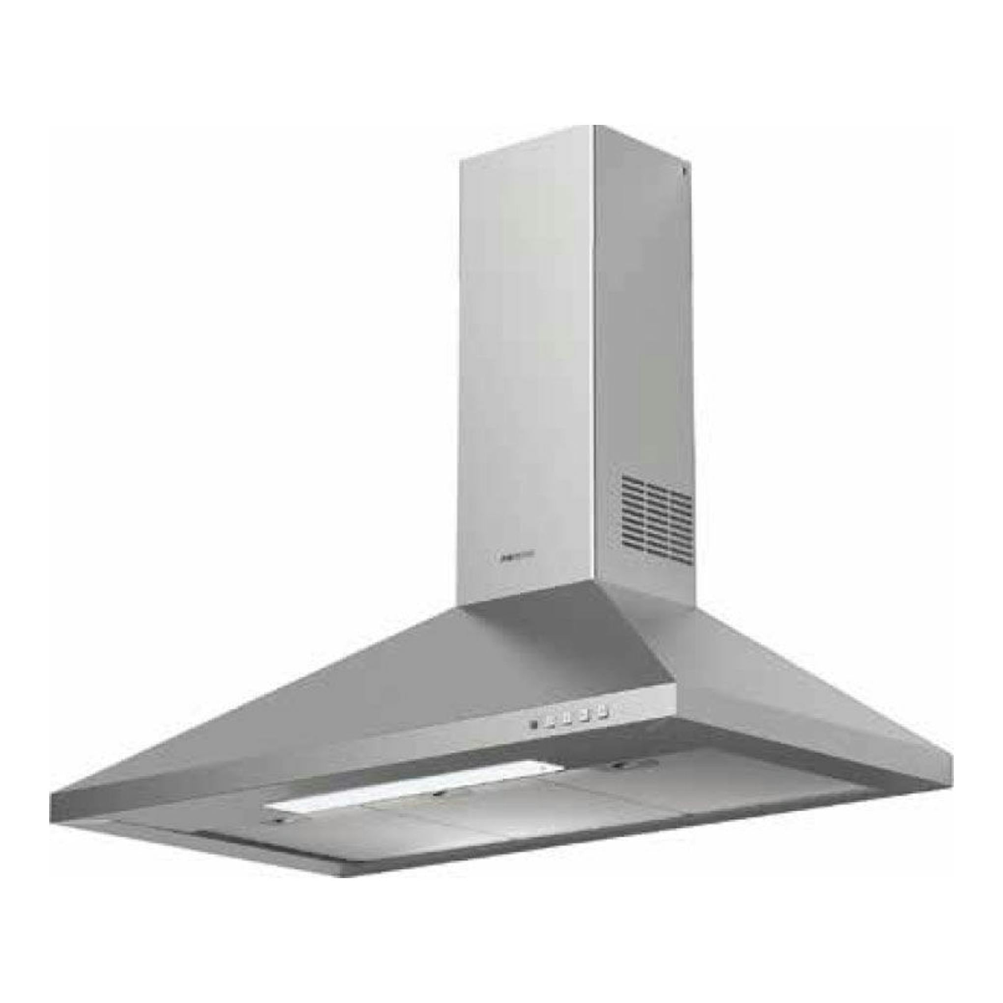Campana decorativa Mepamsa Gavia 70 Inox, vista frontal en ángulo, acabado acero inoxidable.