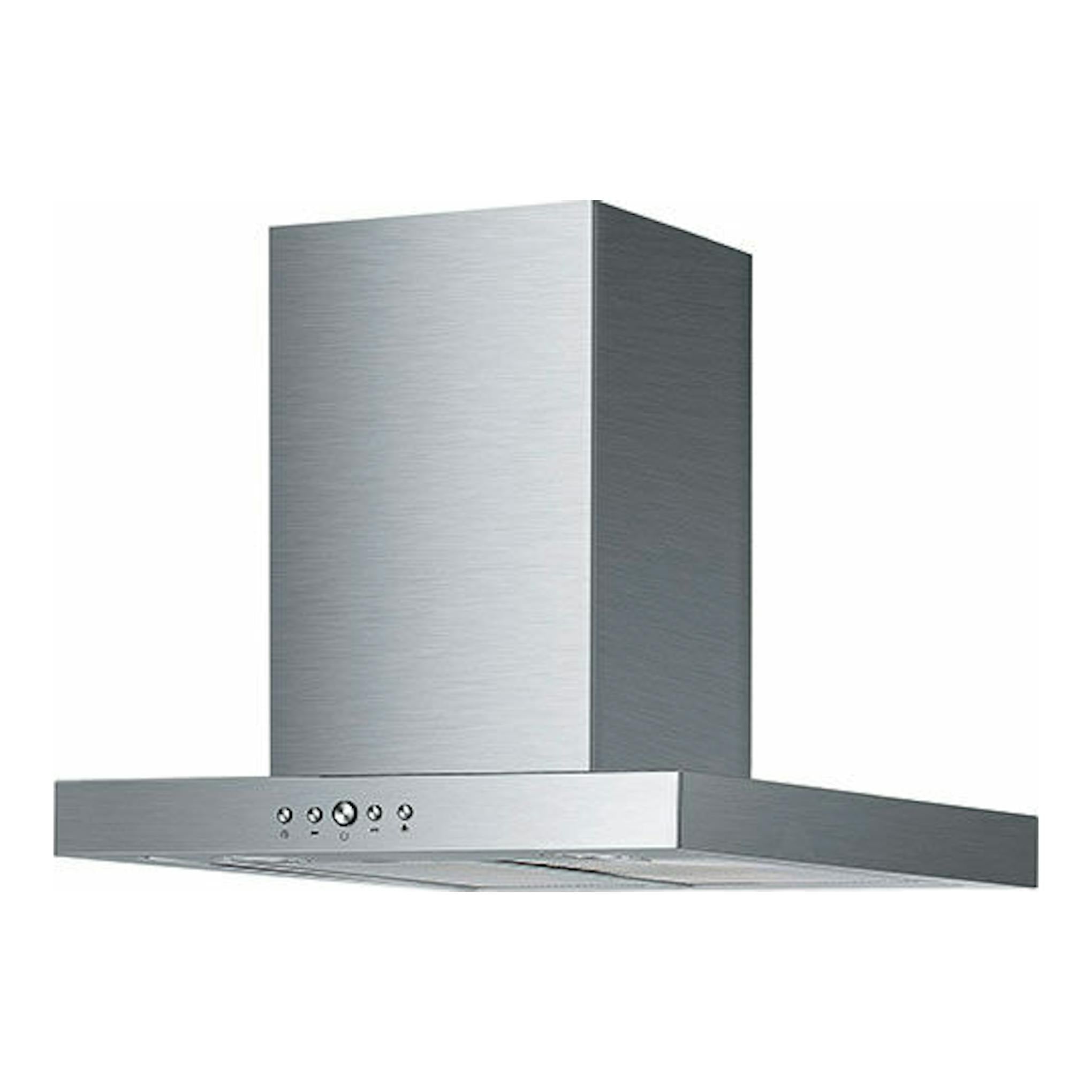 Campana decorativa Mepamsa Silueta XLA 60 en inox, vista frontal en ángulo, acero inoxidable.