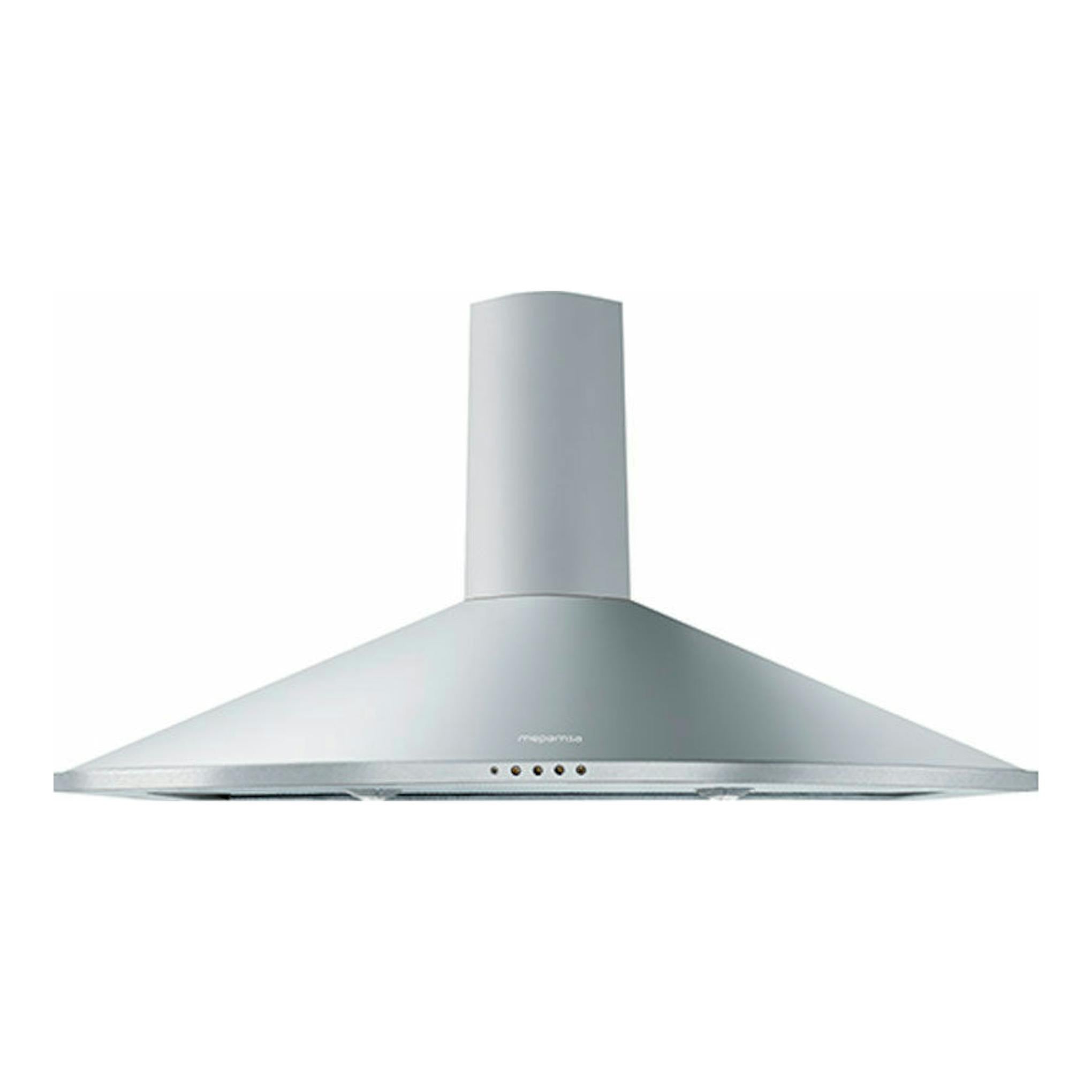 Campana decorativa Mepamsa Tender H 70 Inox, vista frontal, en acero inoxidable y forma piramidal.