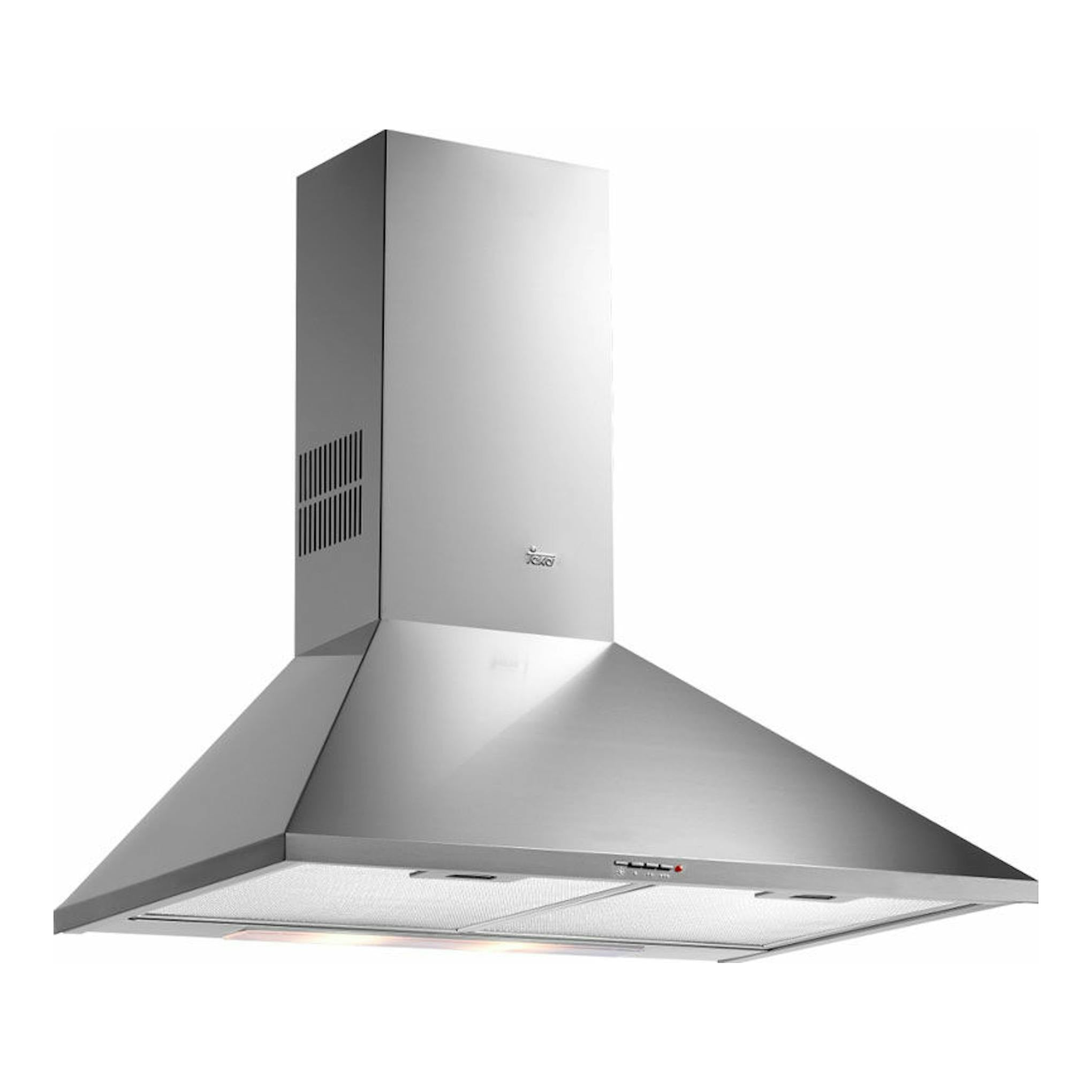 Campana decorativa Teka DBB60 Inox de acero inoxidable, vista frontal en ángulo.