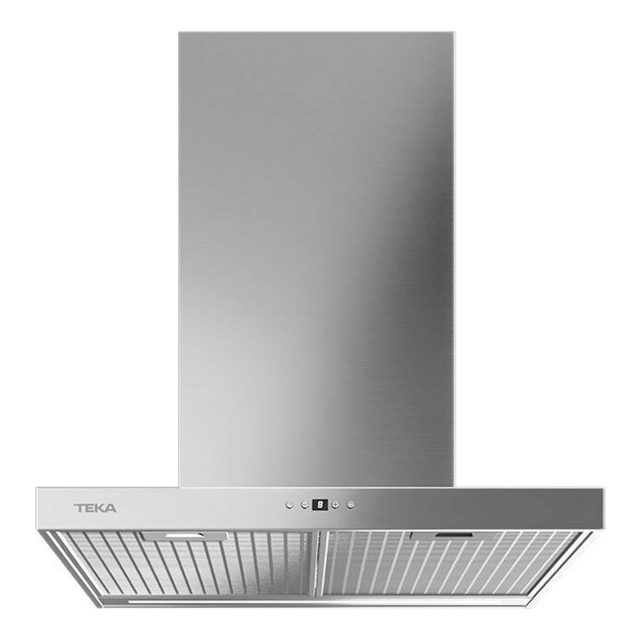 Campana extractora decorativa Teka DSH686 Inox, vista frontal, acabado acero inoxidable.
