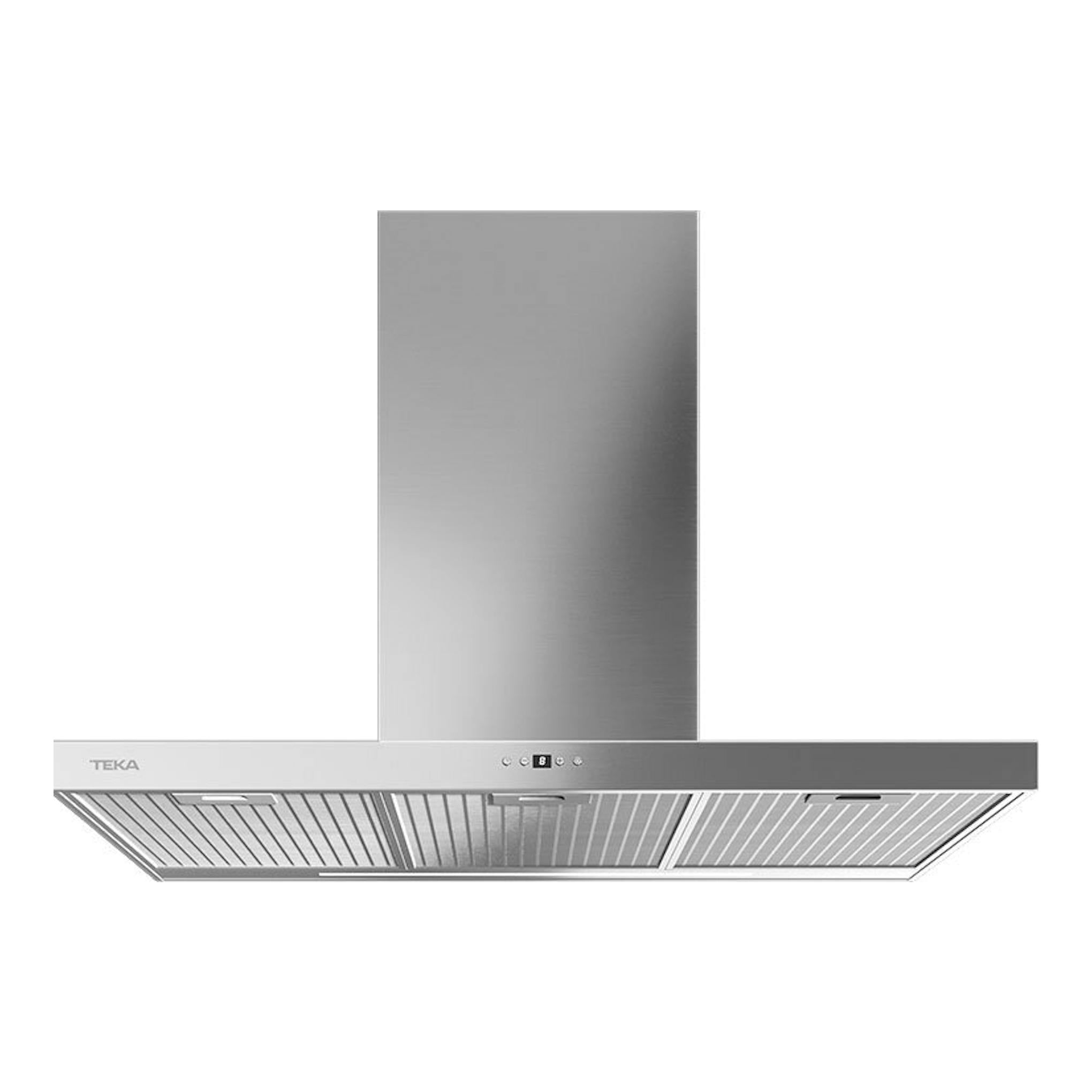Campana decorativa Teka DSH986 Inox, vista frontal, acabado en acero inoxidable.