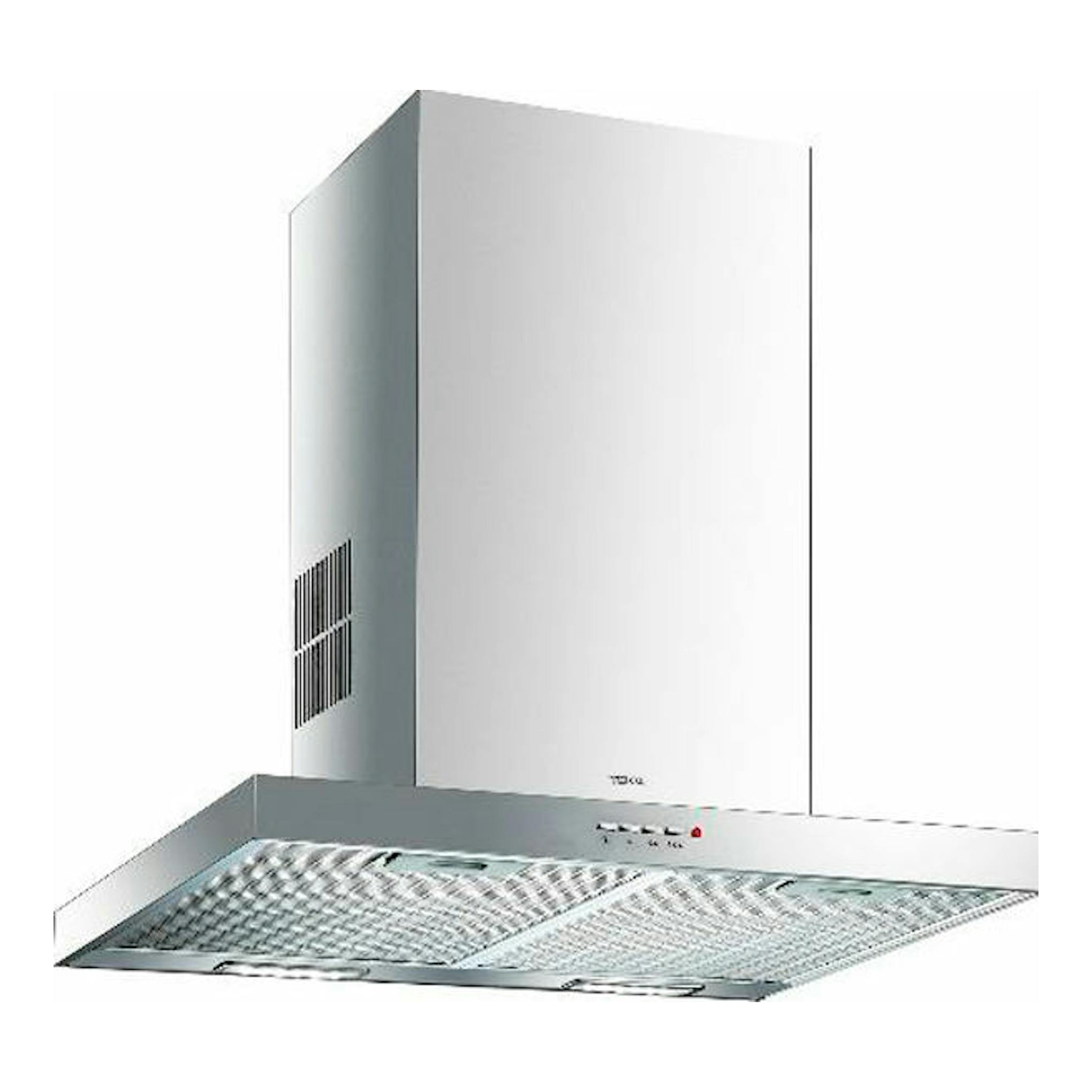 Campana decorativa Teka DSJ 750 Inox, vista frontal en acero inoxidable, con chimenea y filtros metálicos.