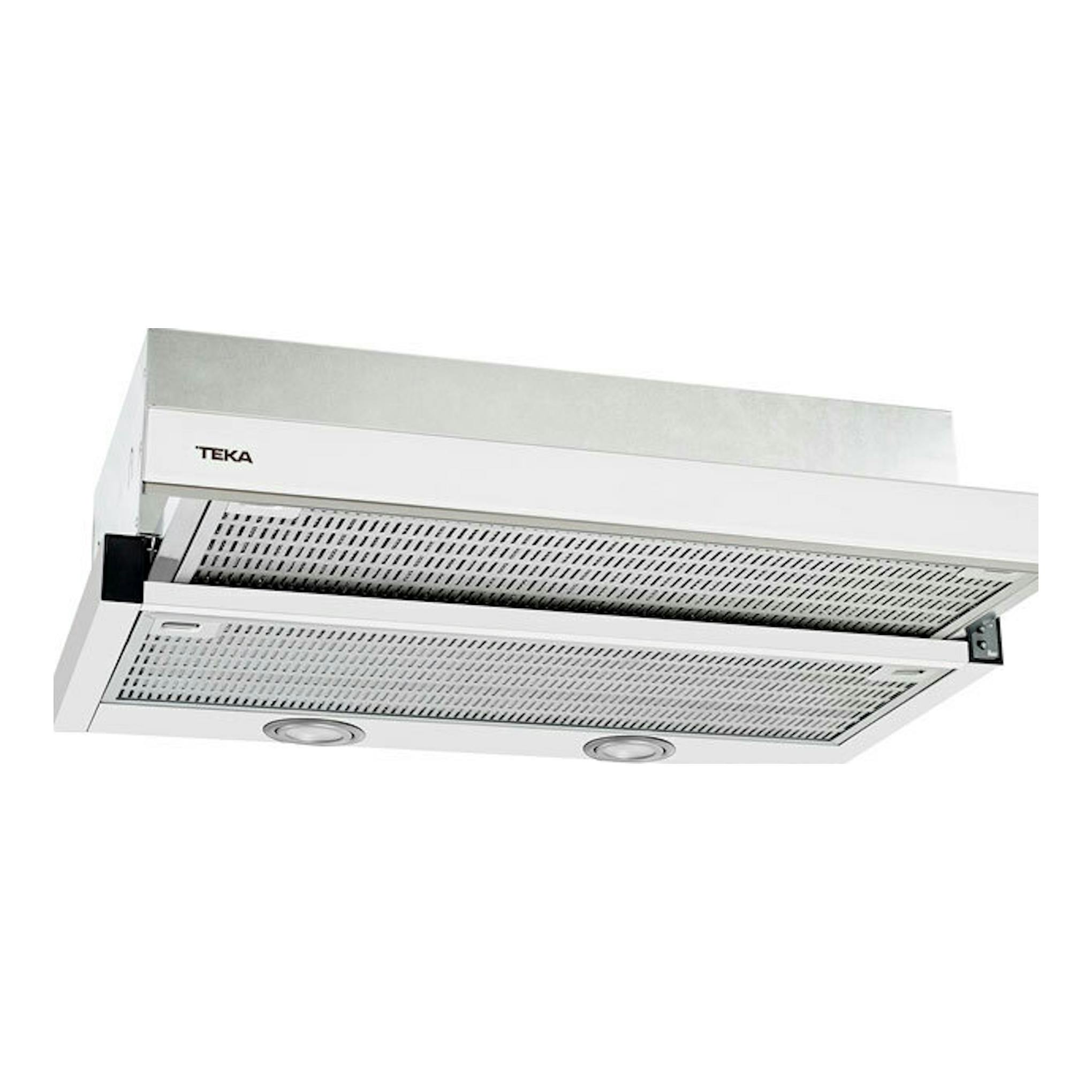 Campana extraíble Teka CNL6400.2 WH blanca, vista inferior en ángulo.