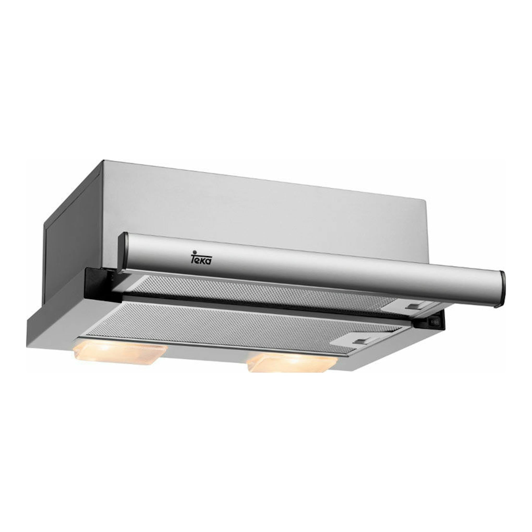 Campana extraíble Teka TL1 52 Inox de acero inoxidable, vista frontal con dos luces inferiores.