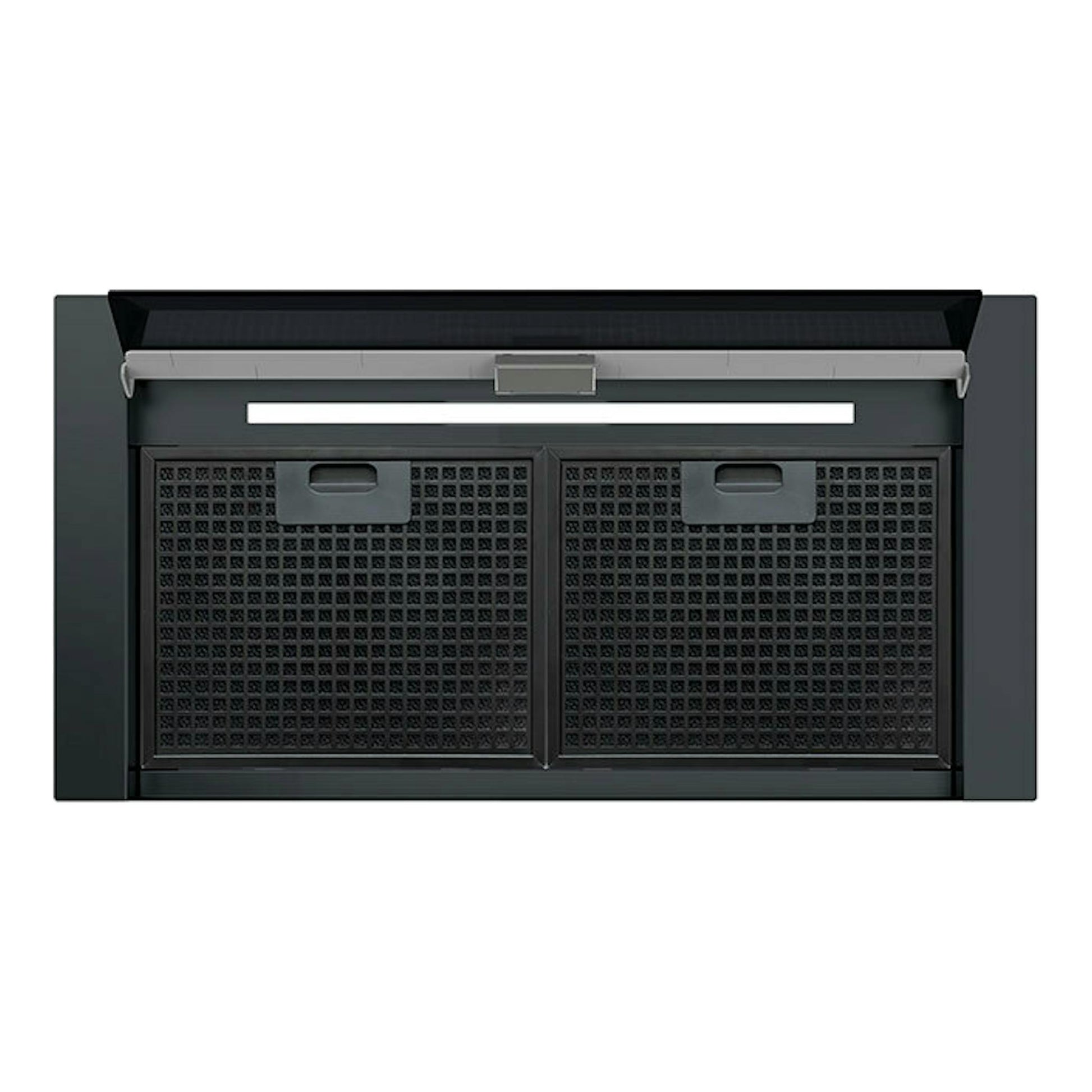 Campana integrable Cata Arona 60BK negra, vista frontal, con dos filtros metálicos.