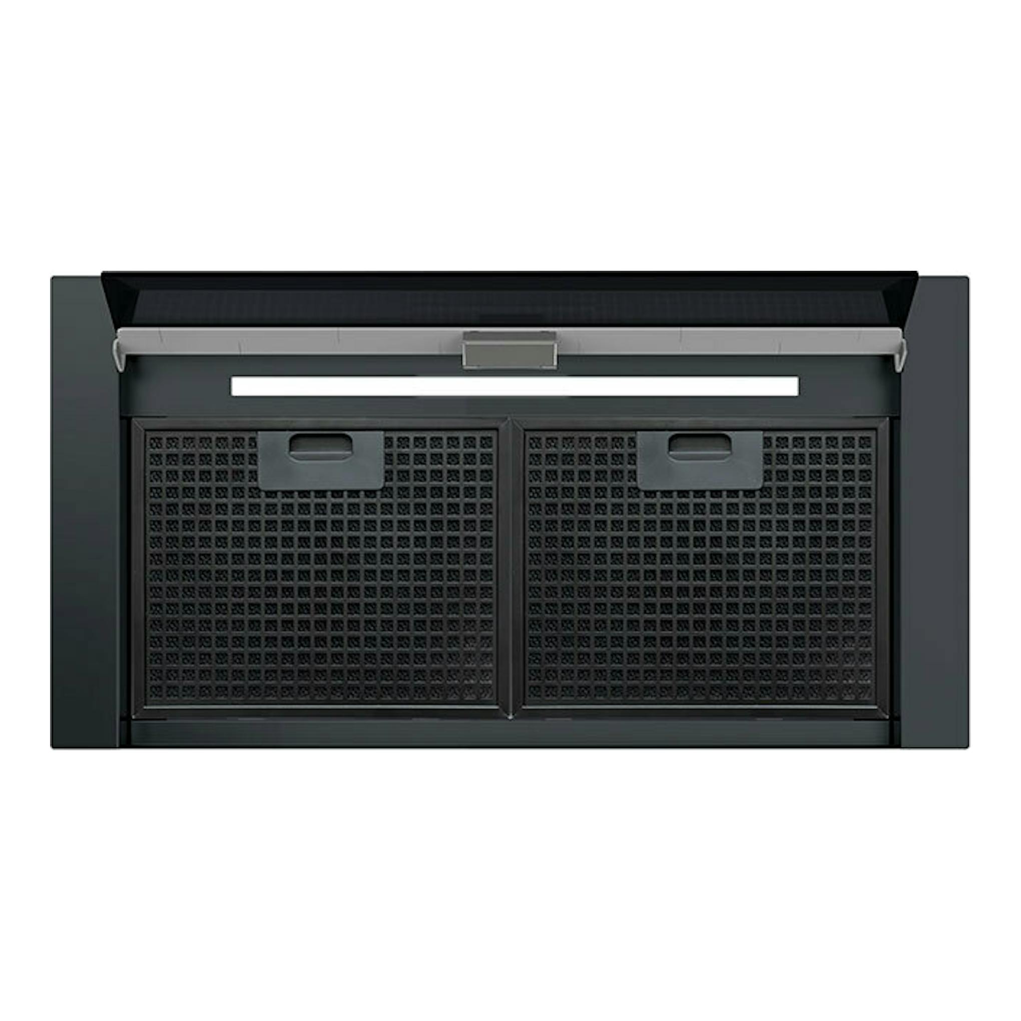 Campana integrable Cata Arona 60BK negra, vista frontal, con dos filtros metálicos.