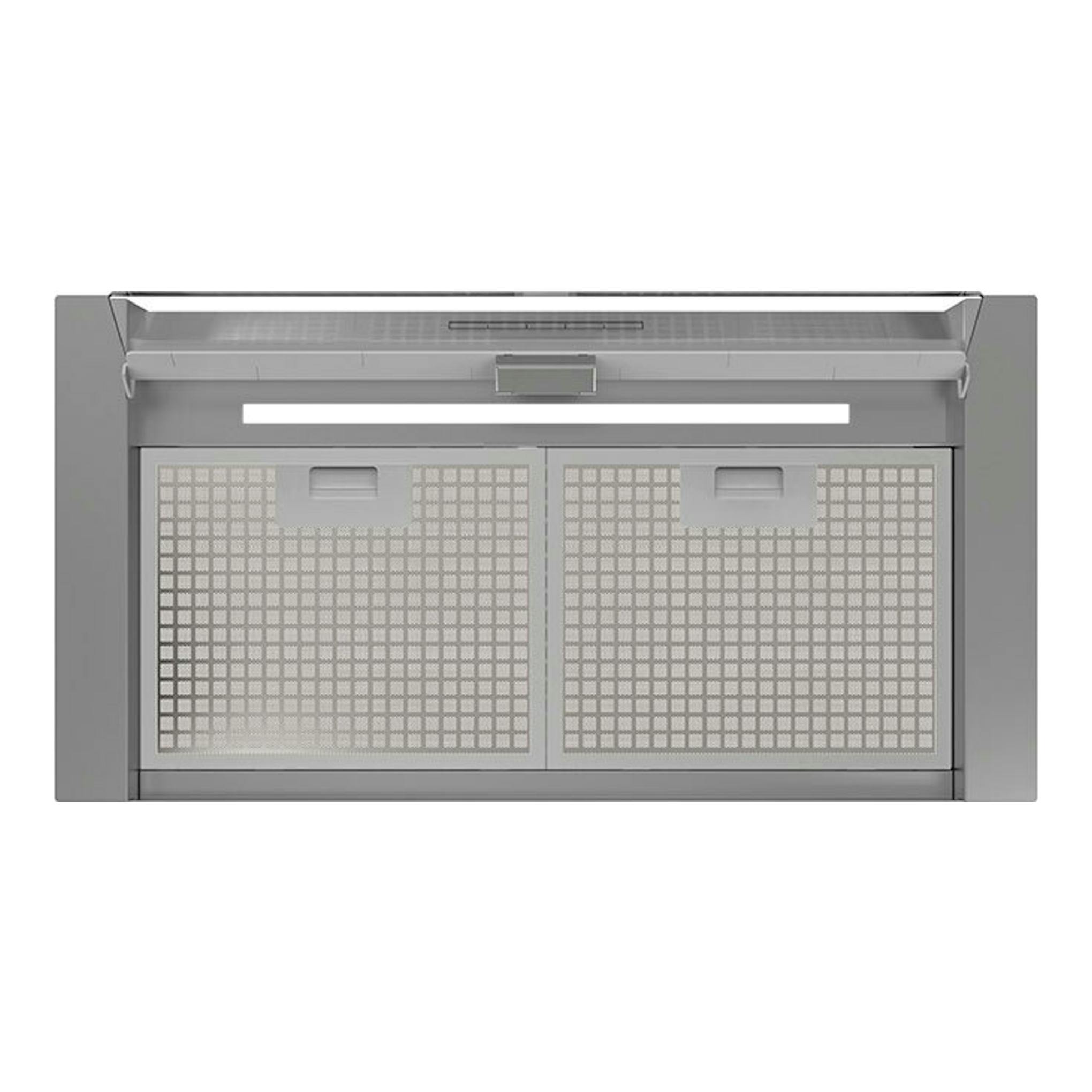 Campana integrable Cata Arona 60X inox, vista frontal, color gris metalizado, con dos filtros.