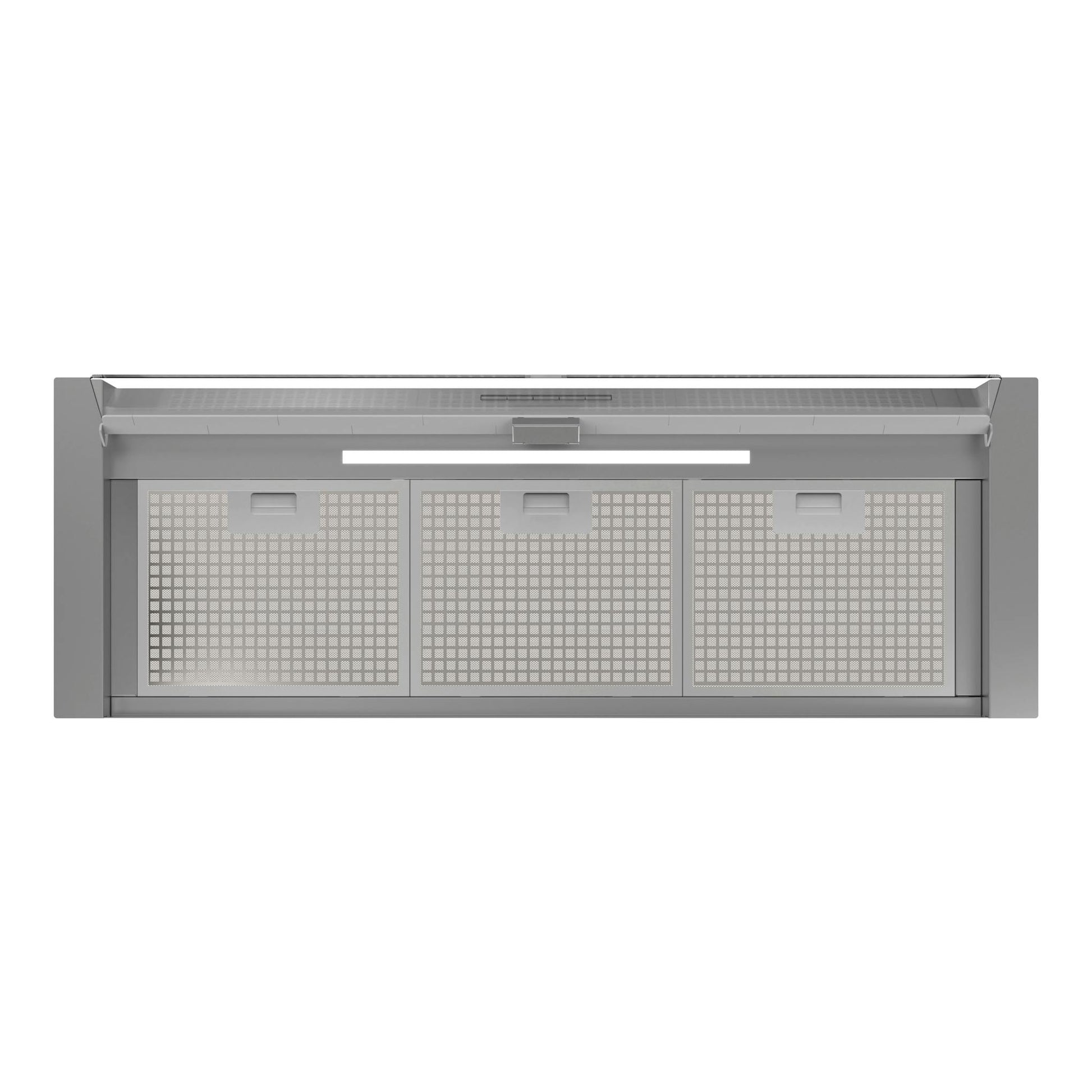 Campana integrable Cata ARONA 90 X de inox, vista frontal, con tres paneles perforados.