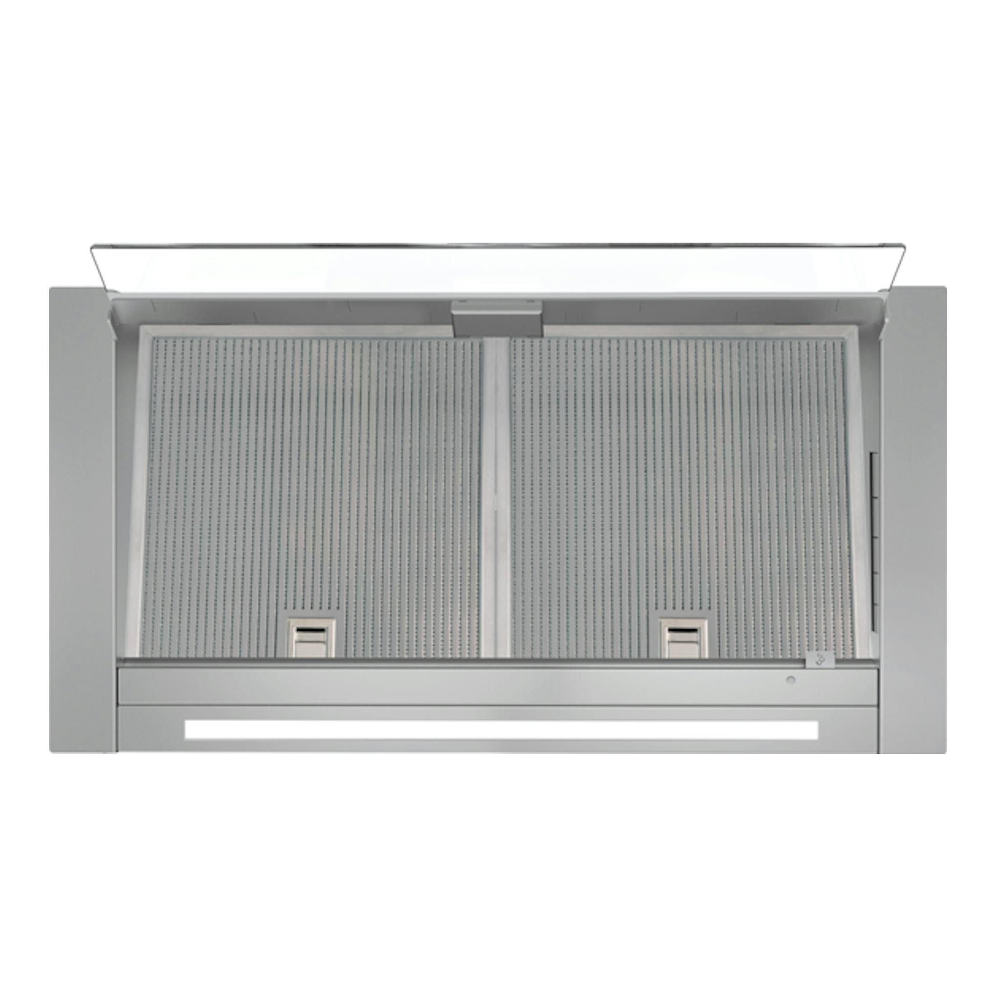 Campana integrable Cata CORONA X NO DRIP 60 en inox, vista frontal, con filtros y tira LED.