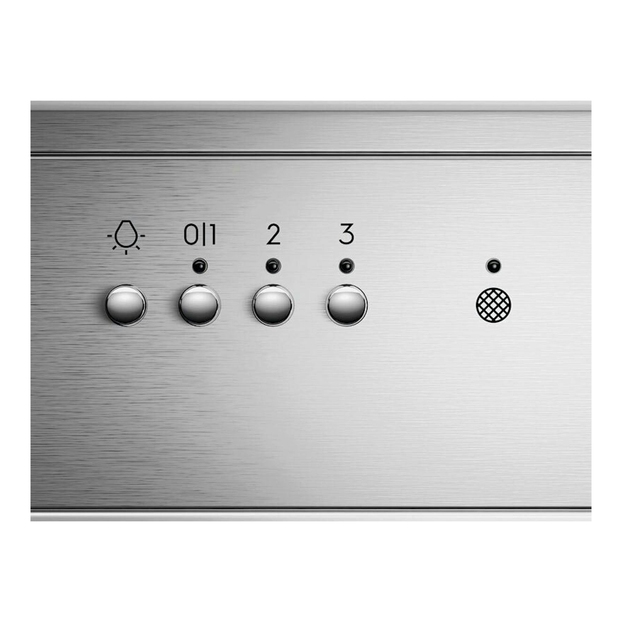 Campana integrable Electrolux LFP516X de acero inoxidable, vista frontal de los mandos y botones.