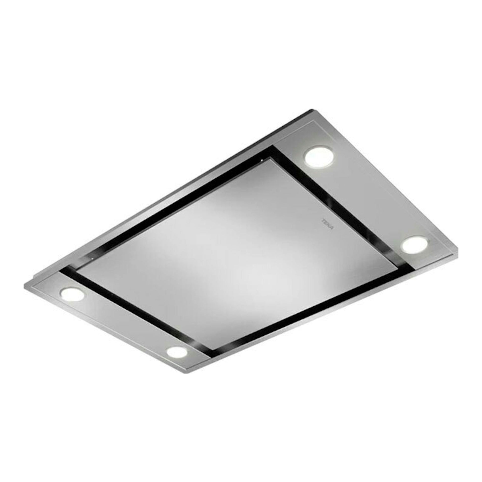 Campana de techo Teka DHT96340 inox, vista inferior rectangular con cuatro luces.