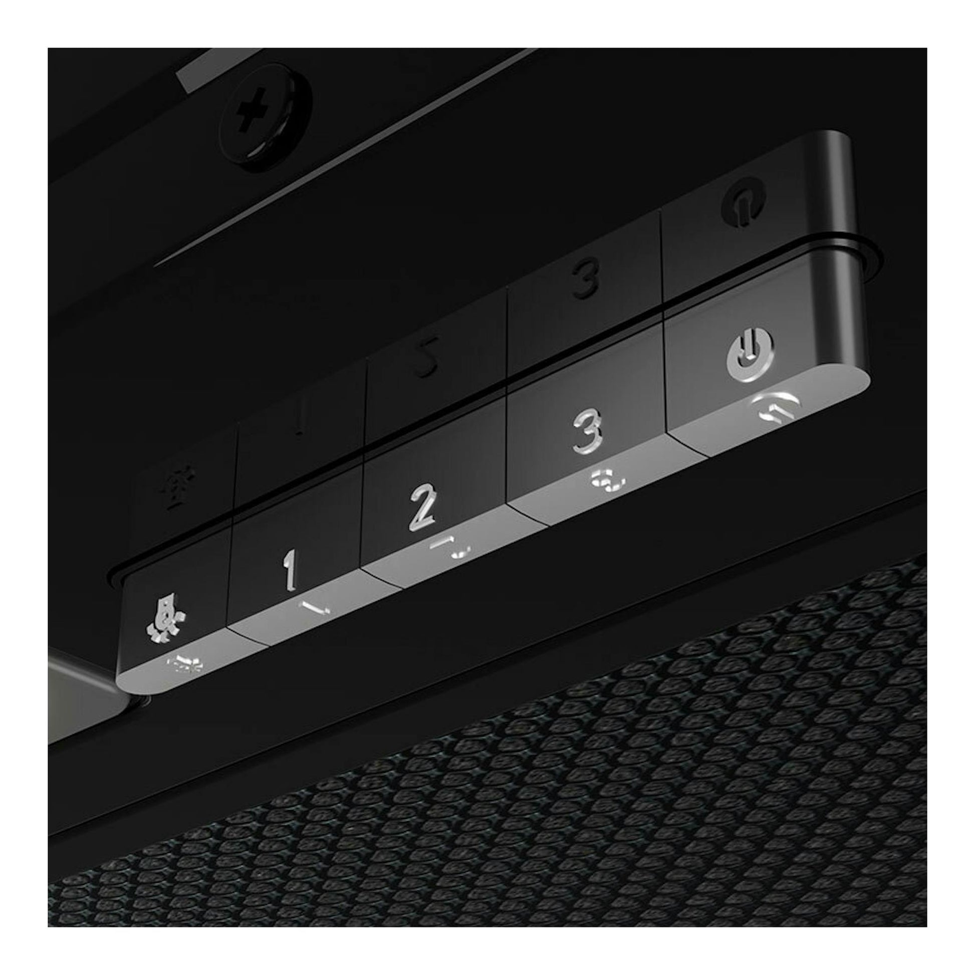 Campana integrable Teka GFI63030KOS negra, vista en detalle del panel de mandos con botones numerados.