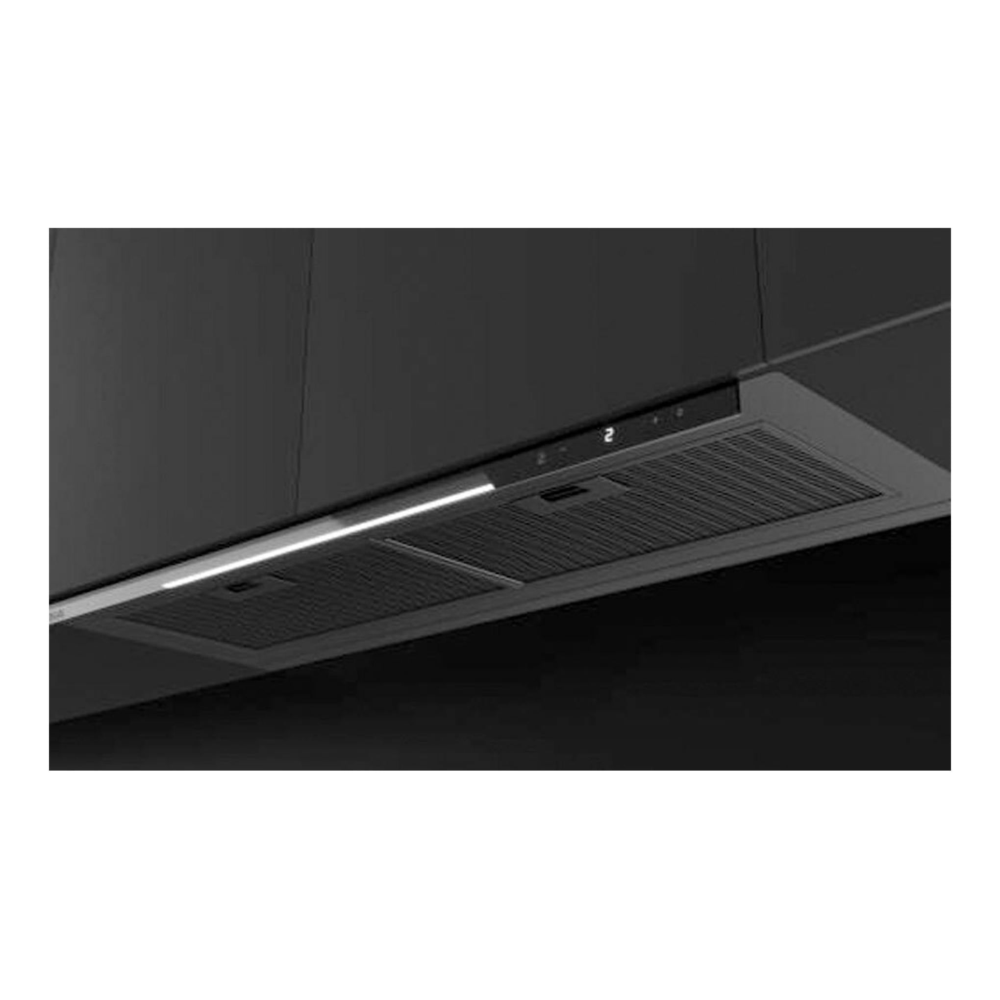 Campana integrable Teka GFI97350EOS negra de 89 cm, vista inferior en ángulo.