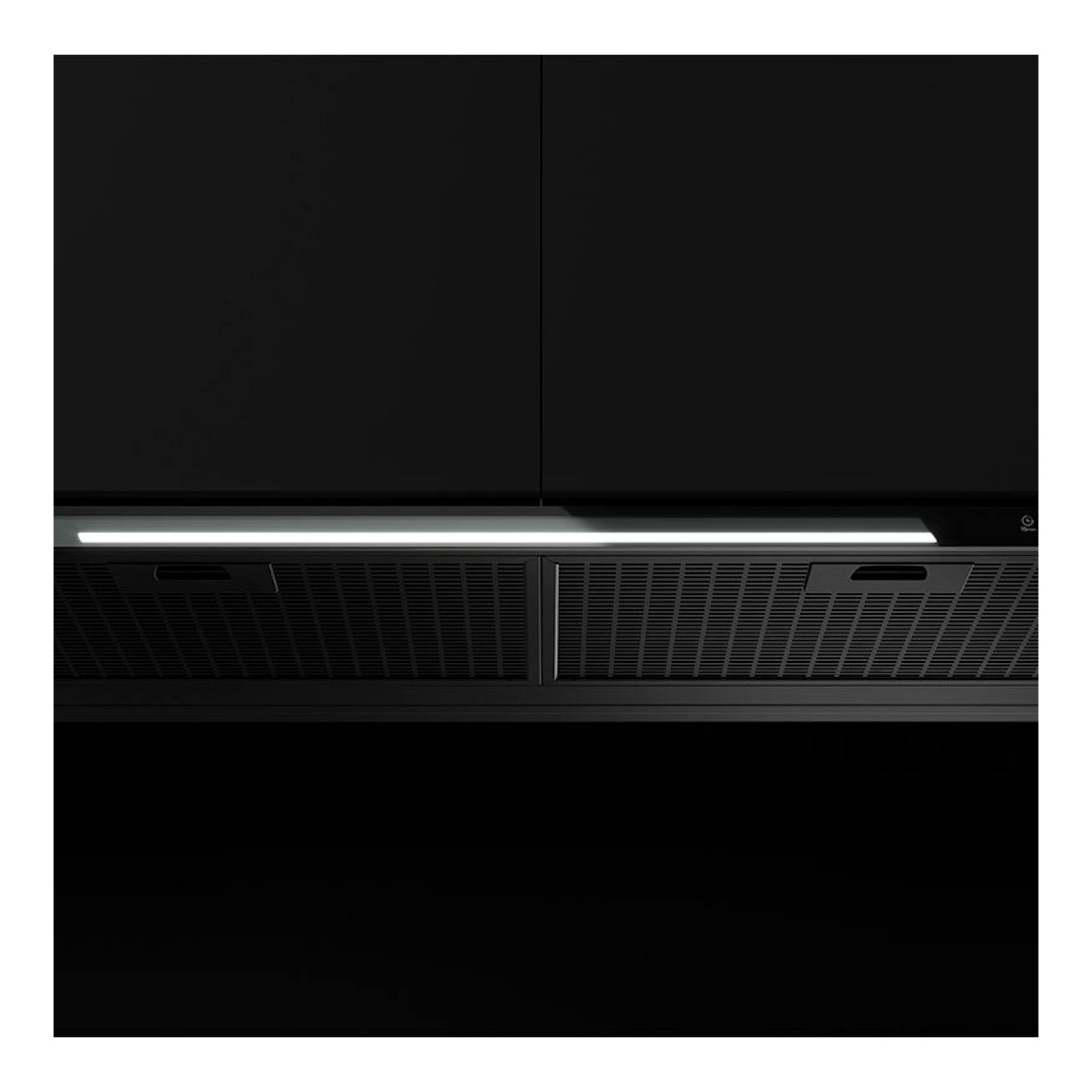 Campana integrable Teka GFI97350EOS negra, vista frontal, con luz LED y filtros metálicos.