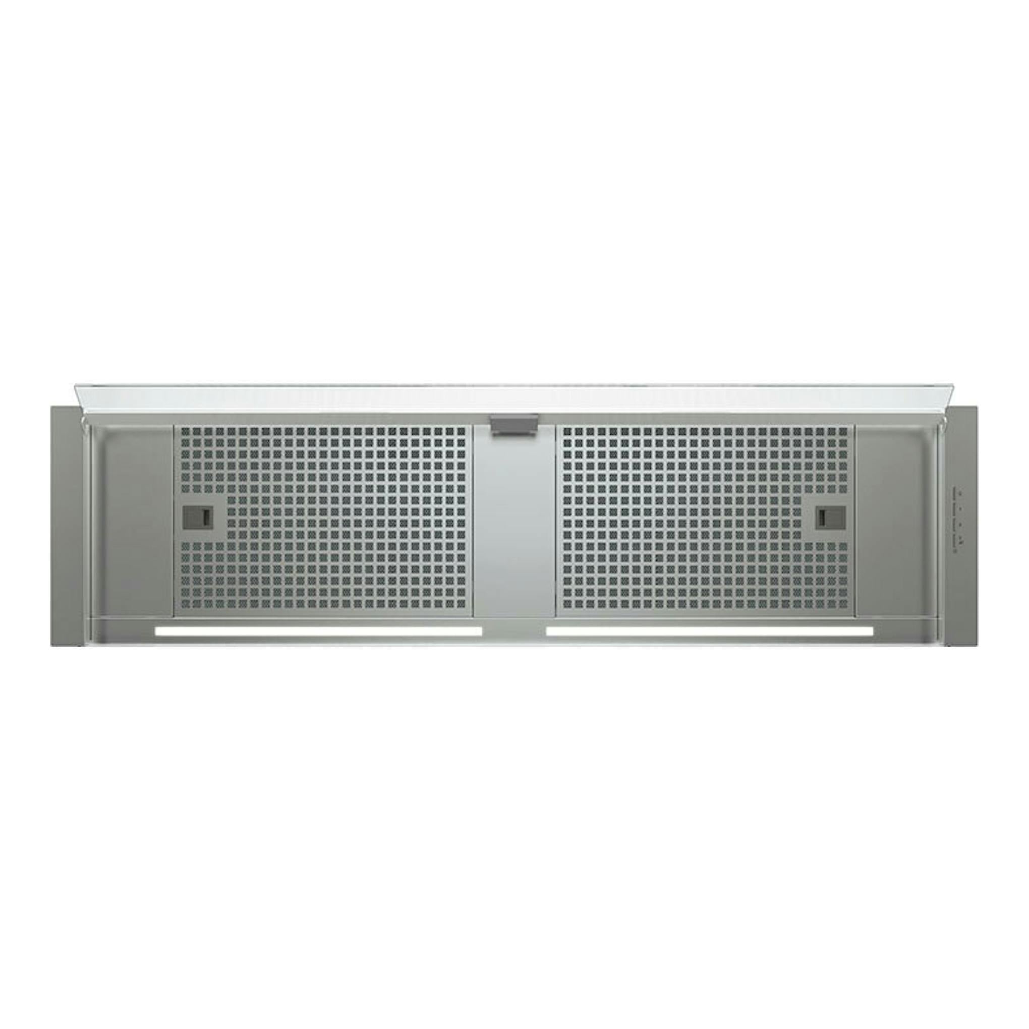 Campana integrada Cata Corona X120B inox, vista frontal, acero inoxidable con filtros perforados.