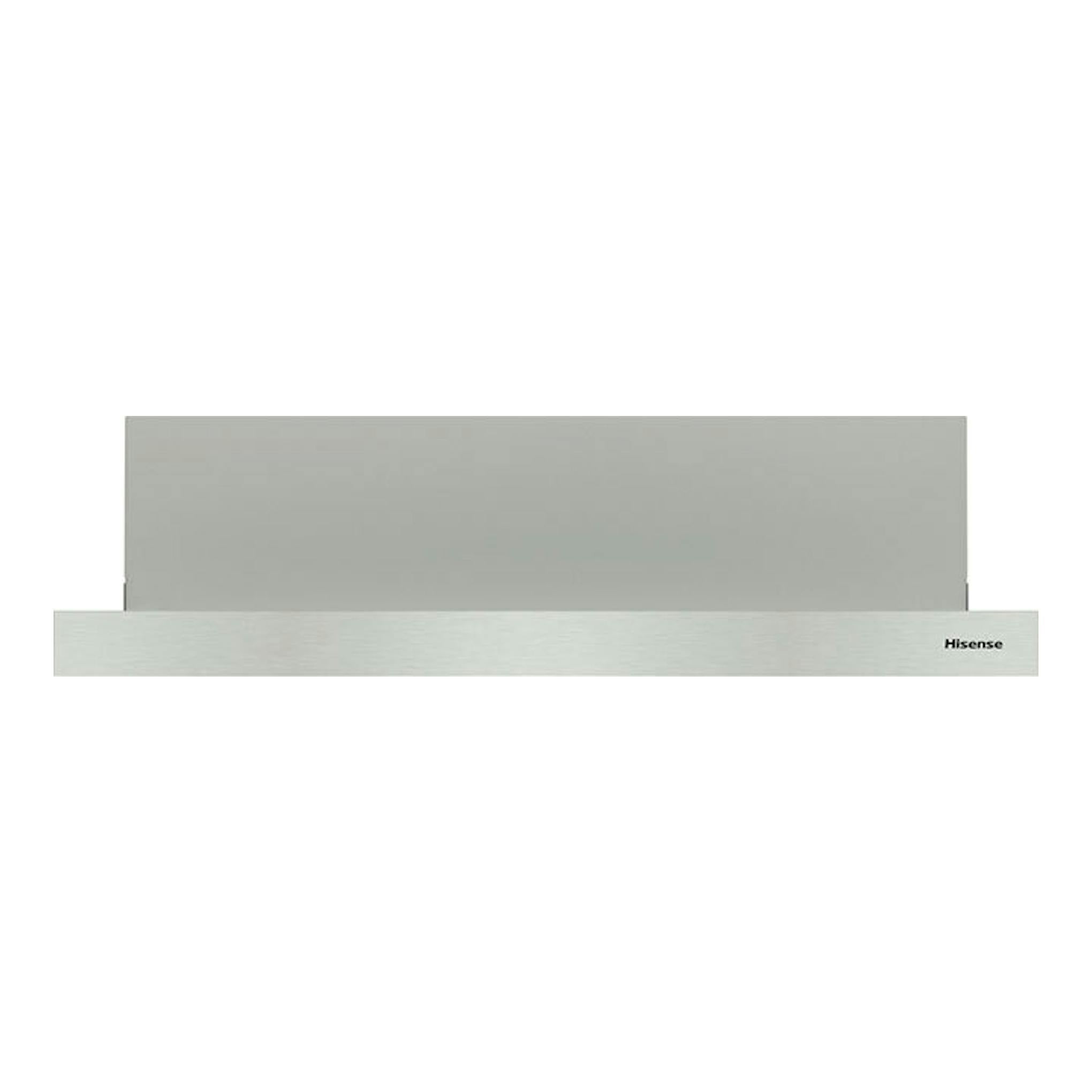 Campana telescópica Hisense CH6TL4BX en inox, vista frontal, panel extensible gris.