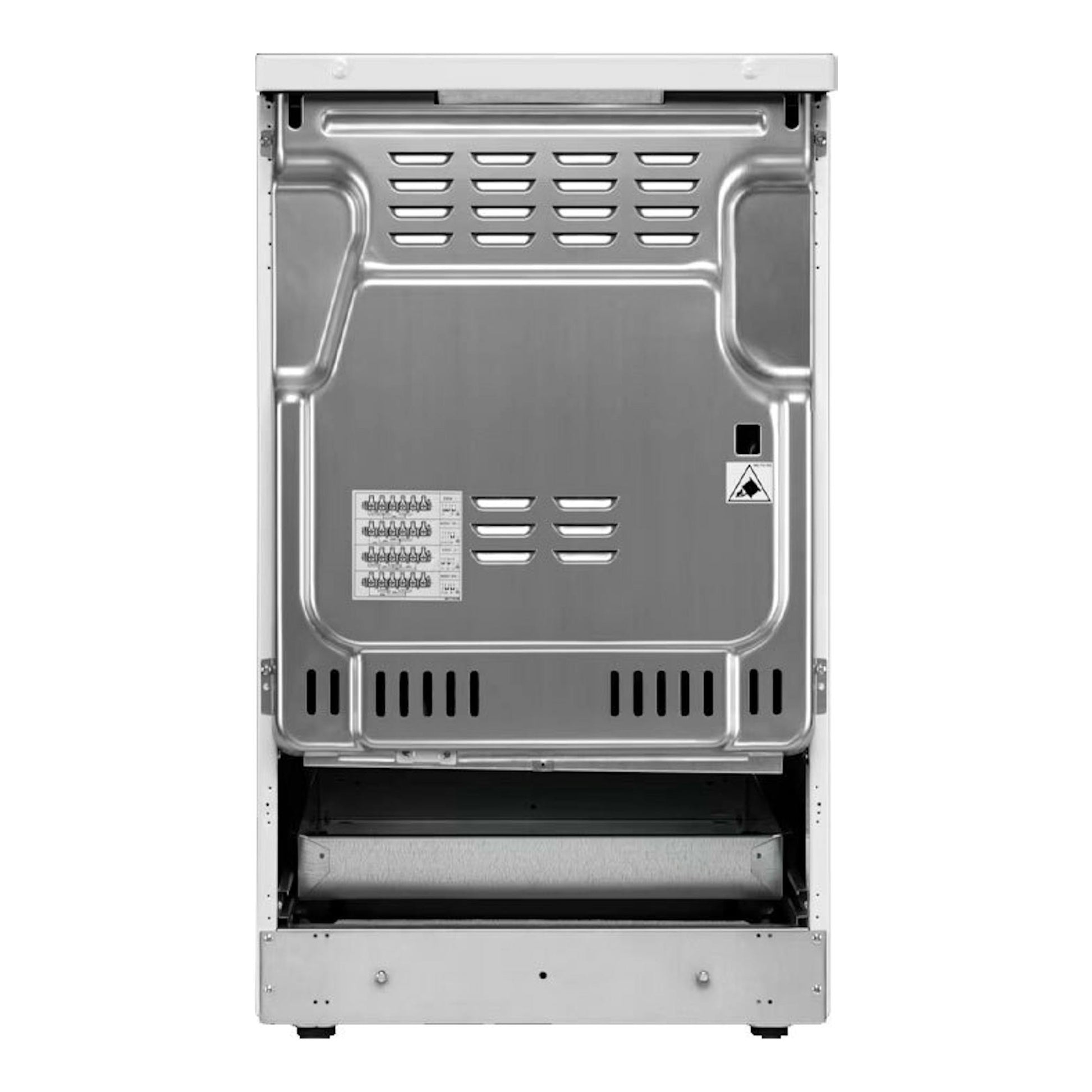 Cocina vitrocerámica Electrolux LKR500066W, vista trasera, acabado metálico plateado.