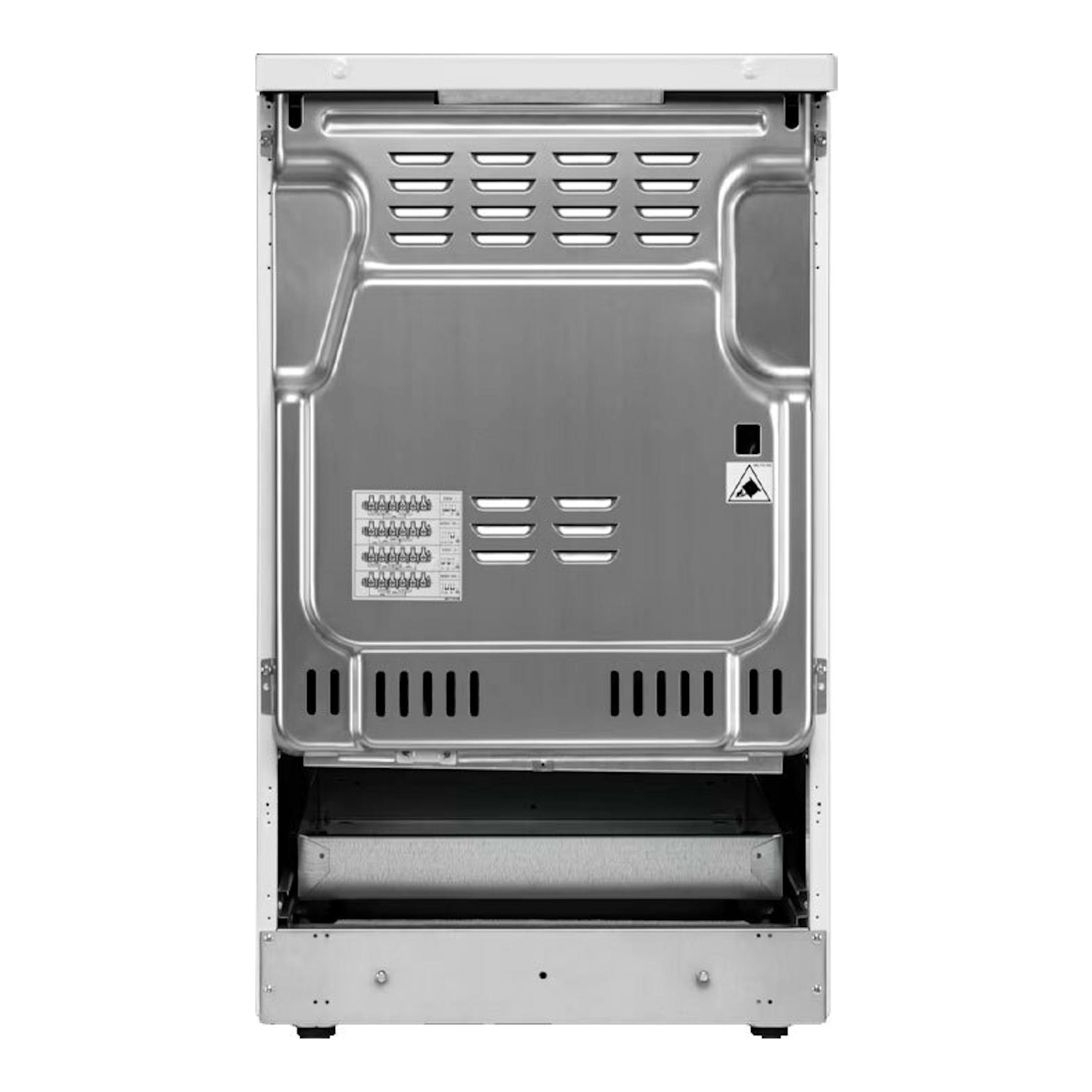 Cocina vitrocerámica Electrolux LKR500066W, vista trasera, acabado metálico plateado.