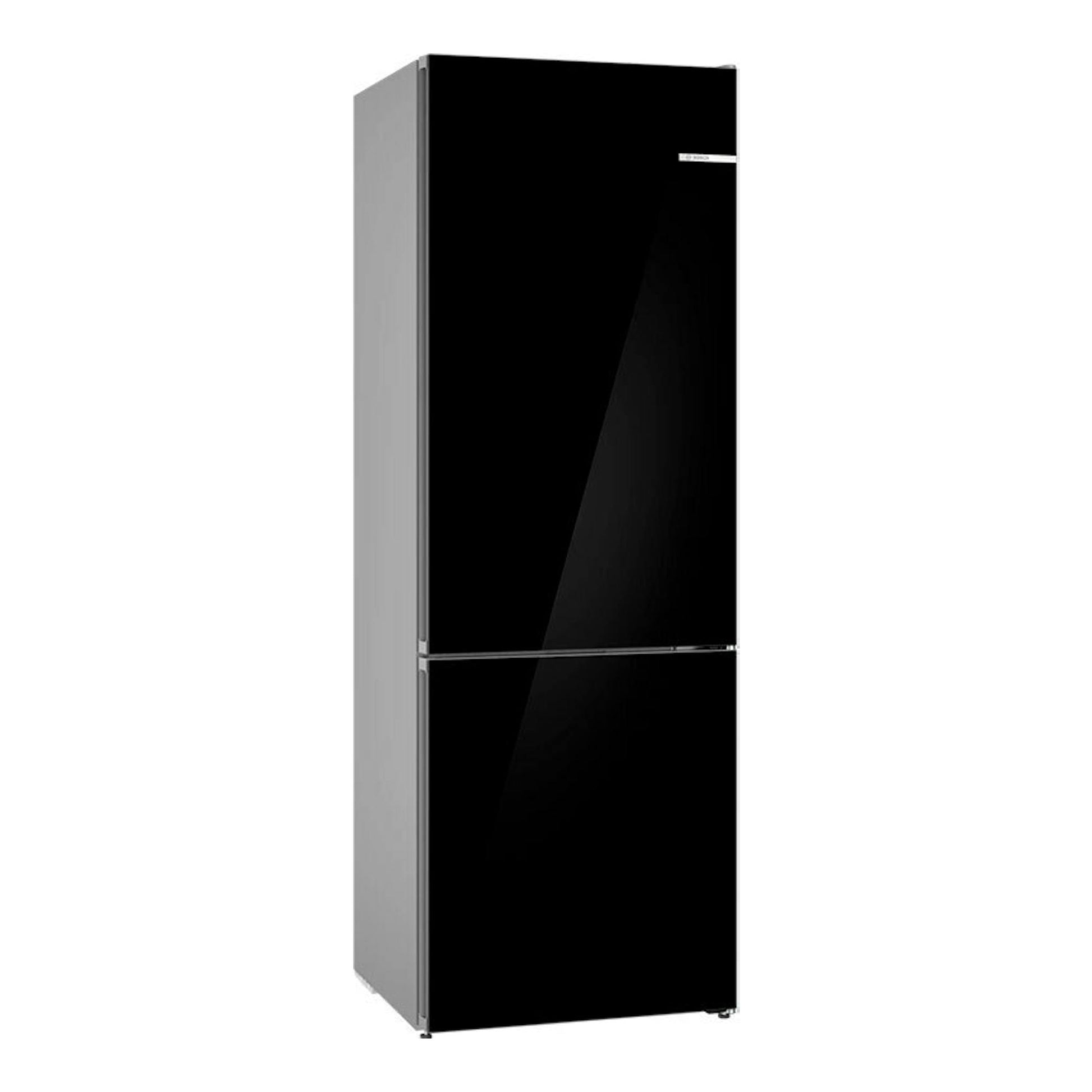 Frigorífico combi Bosch KGN49LBCF negro, vista frontal en ángulo, con laterales grises.