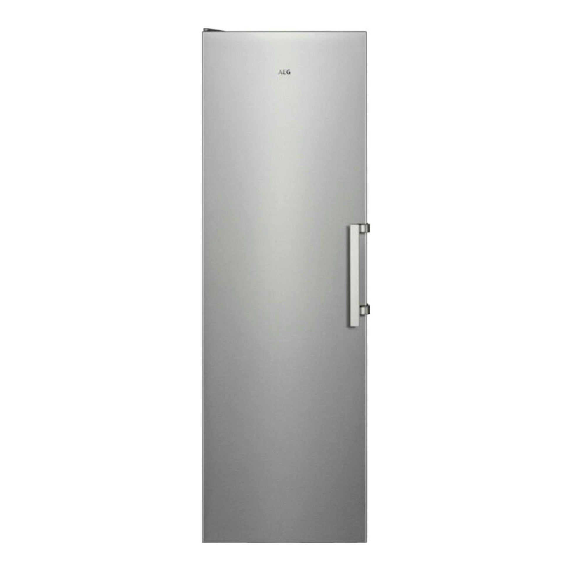 Congelador vertical AEG OAG7M281EX inox, vista frontal, con puerta y tirador lateral.